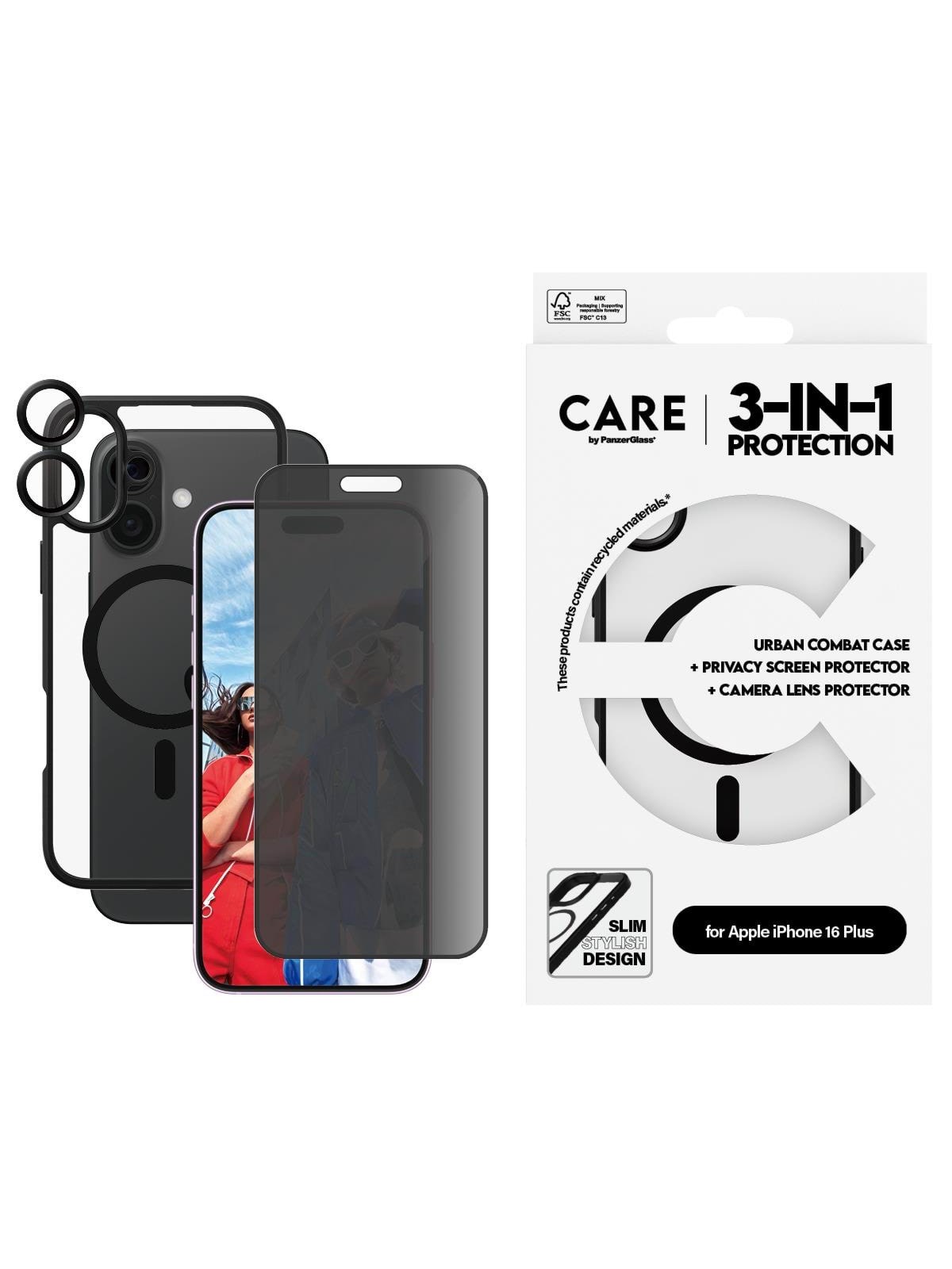 Care by Panzerglass Flagship 3-in-1 Privacy Bundle Iphone 16 Plus - Handys Cover Cases - Panzerb1359+P2863+1283