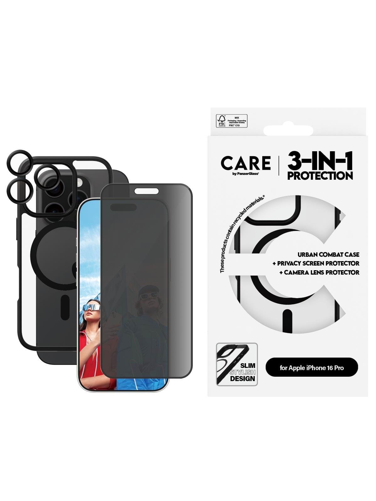 Care by Panzerglass Flagship 3-in-1 Privacy Bundle Iphone 16 Pro - Handys Cover Cases - Panzerb1358+P2862+1284