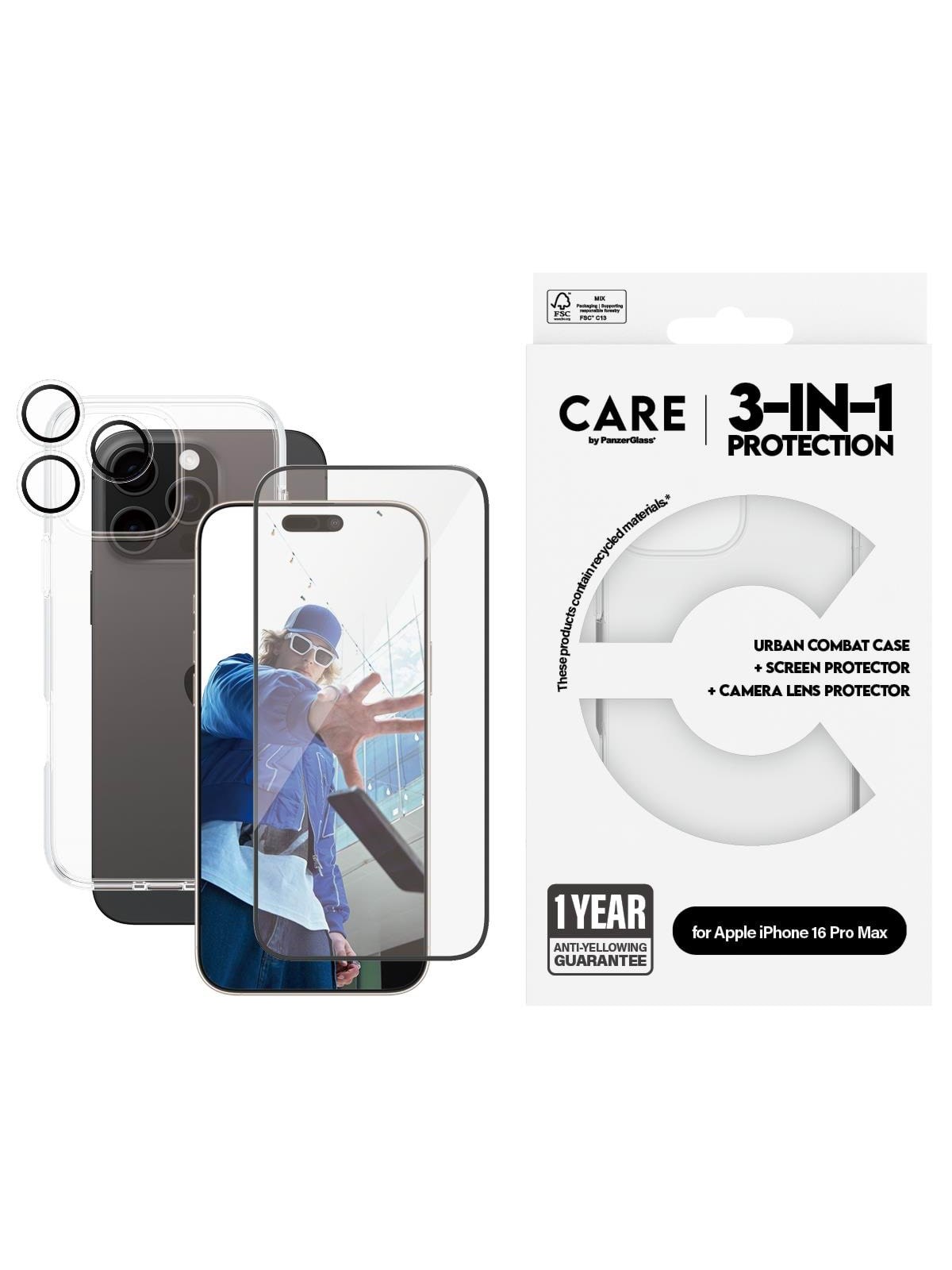 Care by Panzerglass Flagship 3-in-1 Bundle Iphone 16 Pro Max - Handys Cover Cases - Panzerb1356+2864+1286