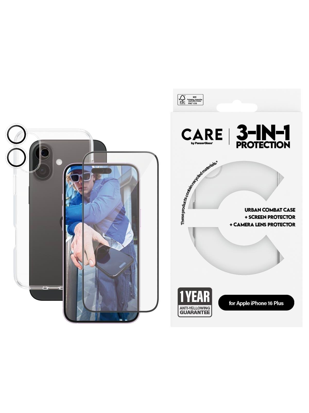 Care by Panzerglass Flagship 3-in-1 Bundle Iphone 16 Plus - Handys Cover Cases - Panzerb1355+2863+1285