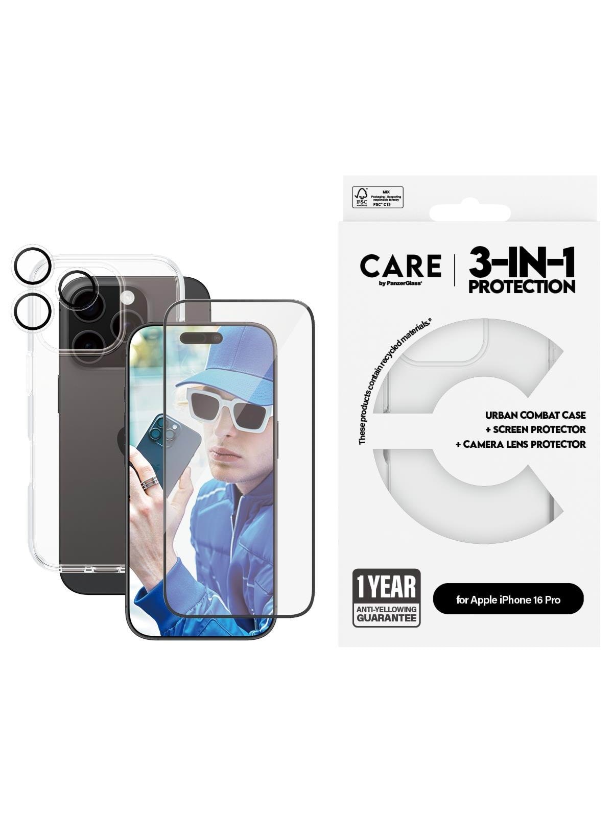 Care by Panzerglass Flagship 3-in-1 Bundle Iphone 16 Pro - Handys Cover Cases - Panzerb1354+2862+1286