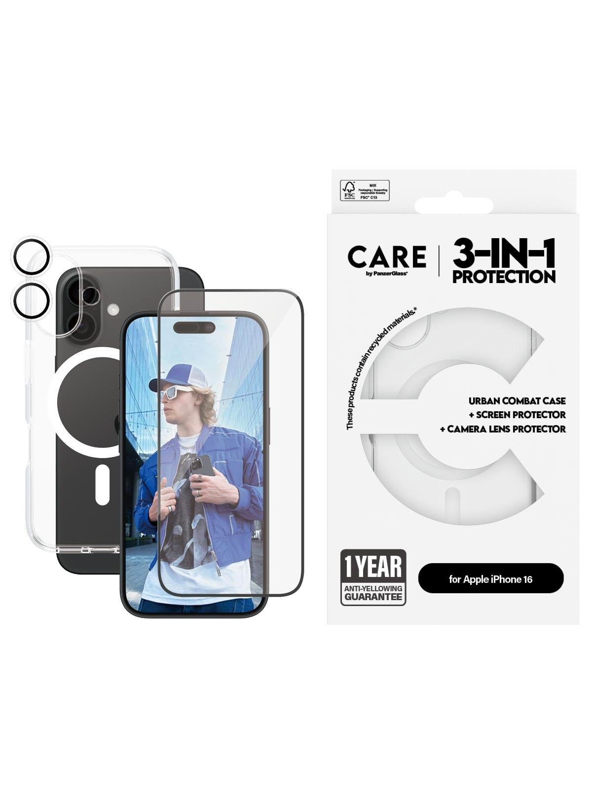 Care by Panzerglass Flagship 3-in-1 Bundle Iphone 16 - Handys Cover Cases - Panzerb1337+2861+1285