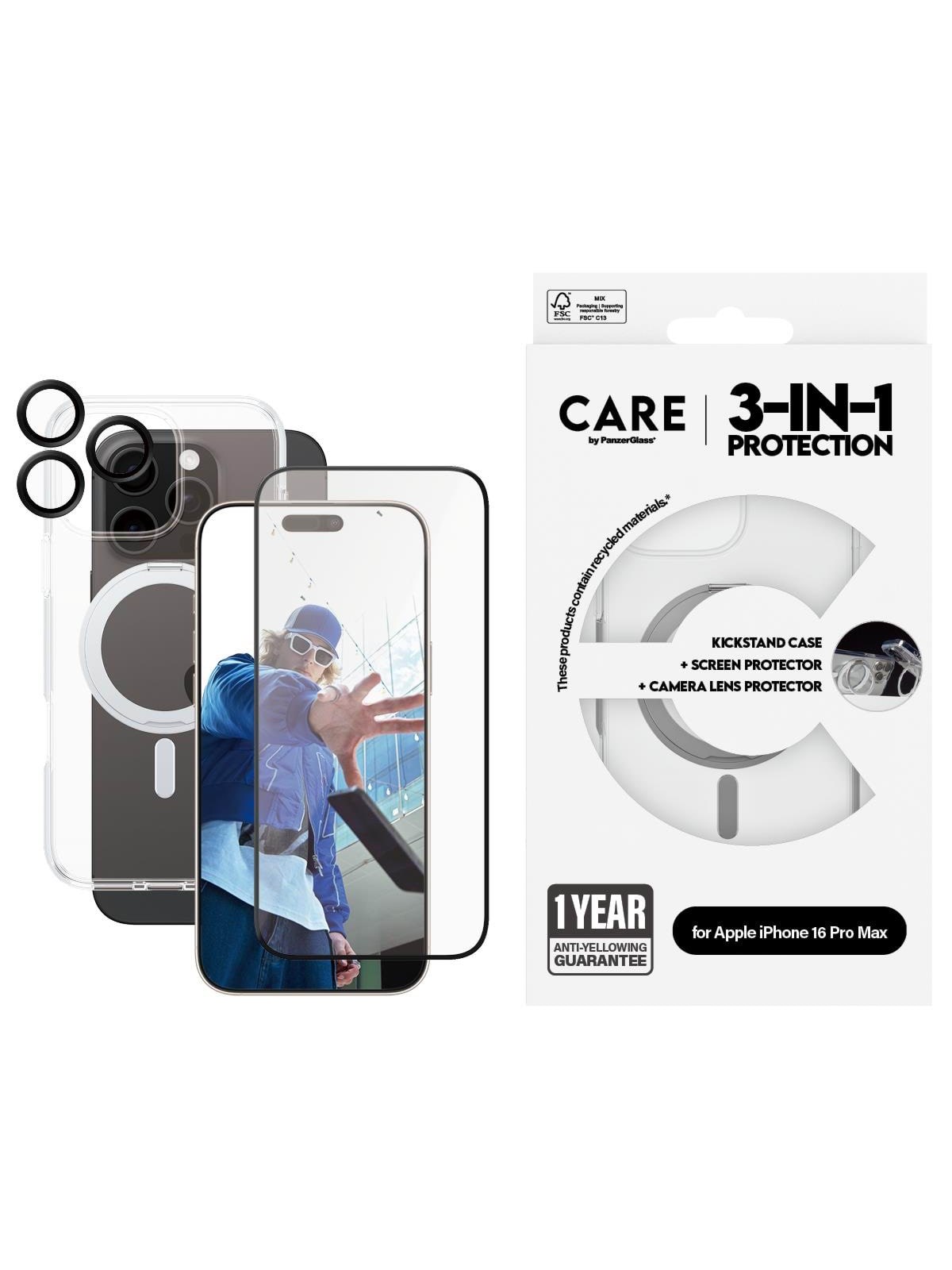 Care by Panzerglass Feature 3-in-1 Ceramic Bundle Iphone 16 Pro Max - Handys Cover Cases - Panzerb1328+2856+1282