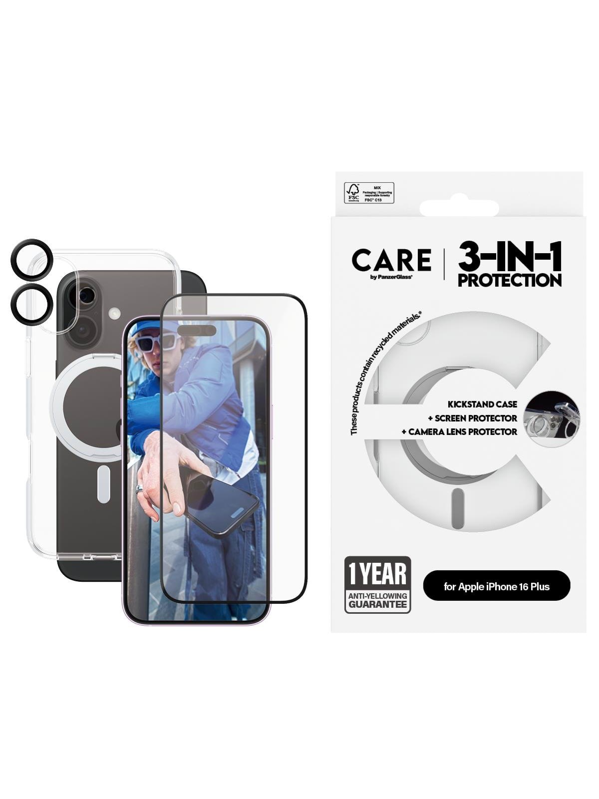 Care by Panzerglass Feature 3-in-1 Ceramic Bundle Iphone 16 Plus - Handys Cover Cases - Panzerb1327+2855+1281