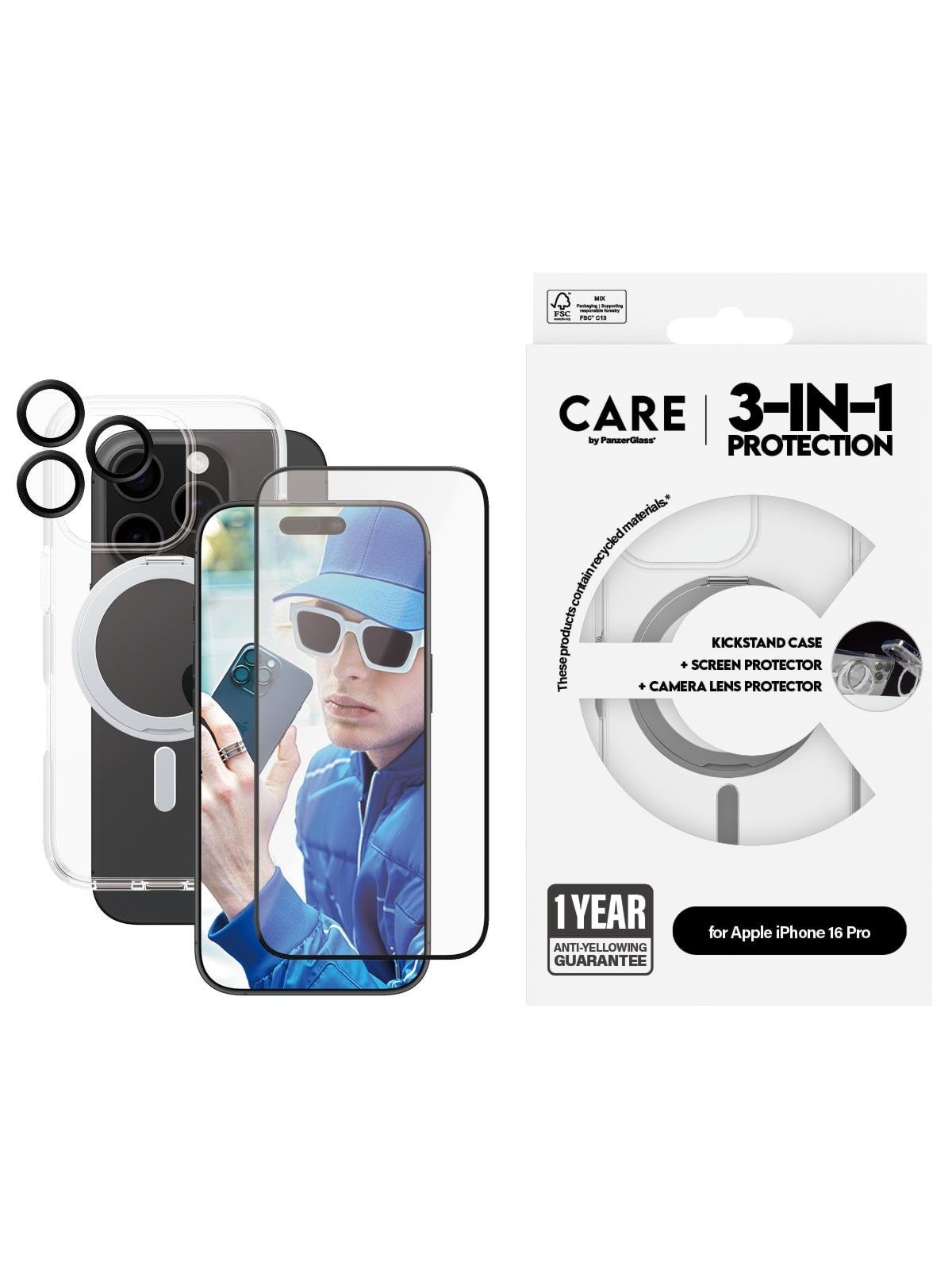 Care by Panzerglass Feature 3-in-1 Ceramic Bundle Iphone 16 Pro - Handys Cover Cases - Panzerb1326+2854+1282