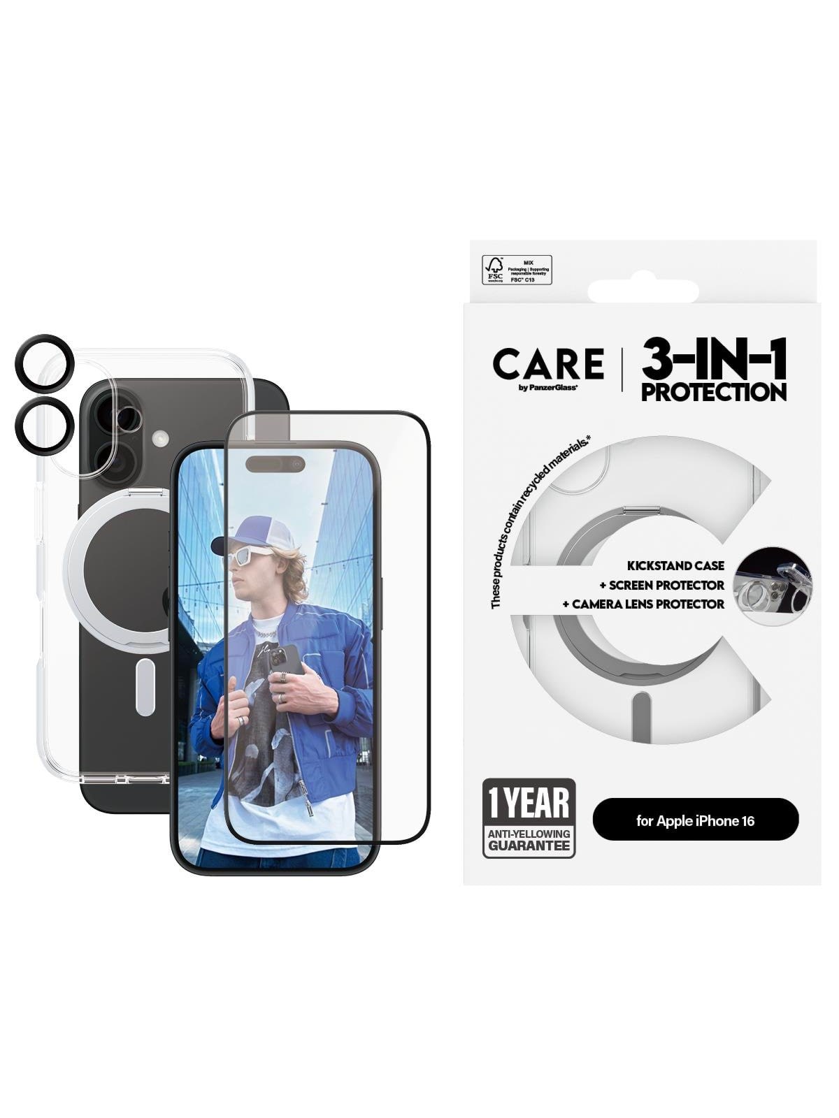 Care by Panzerglass Feature 3-in-1 Ceramic Bundle Iphone 16 - Handys Cover Cases - Panzerb1325+2853+1281