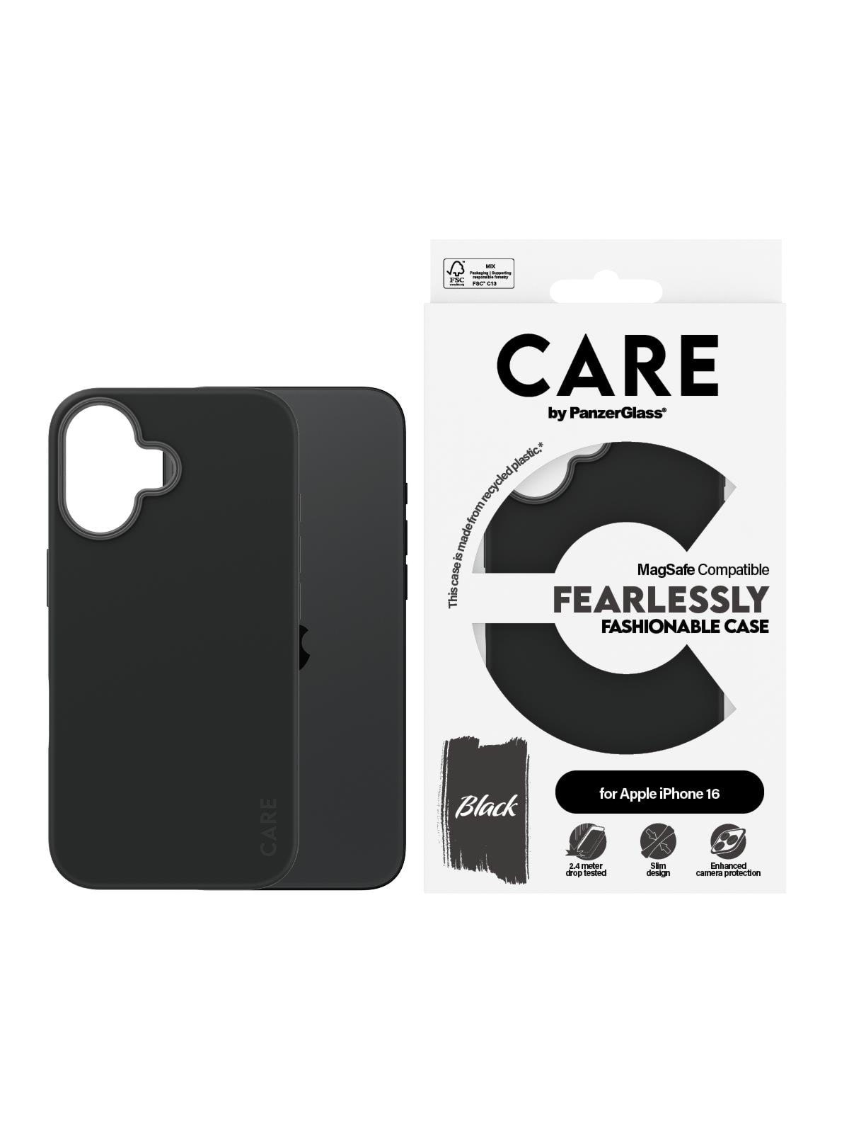 Care by Panzerglass Case Fashion Black Magsafe Iphone 16 - Handys Cover Cases - Panzer1377