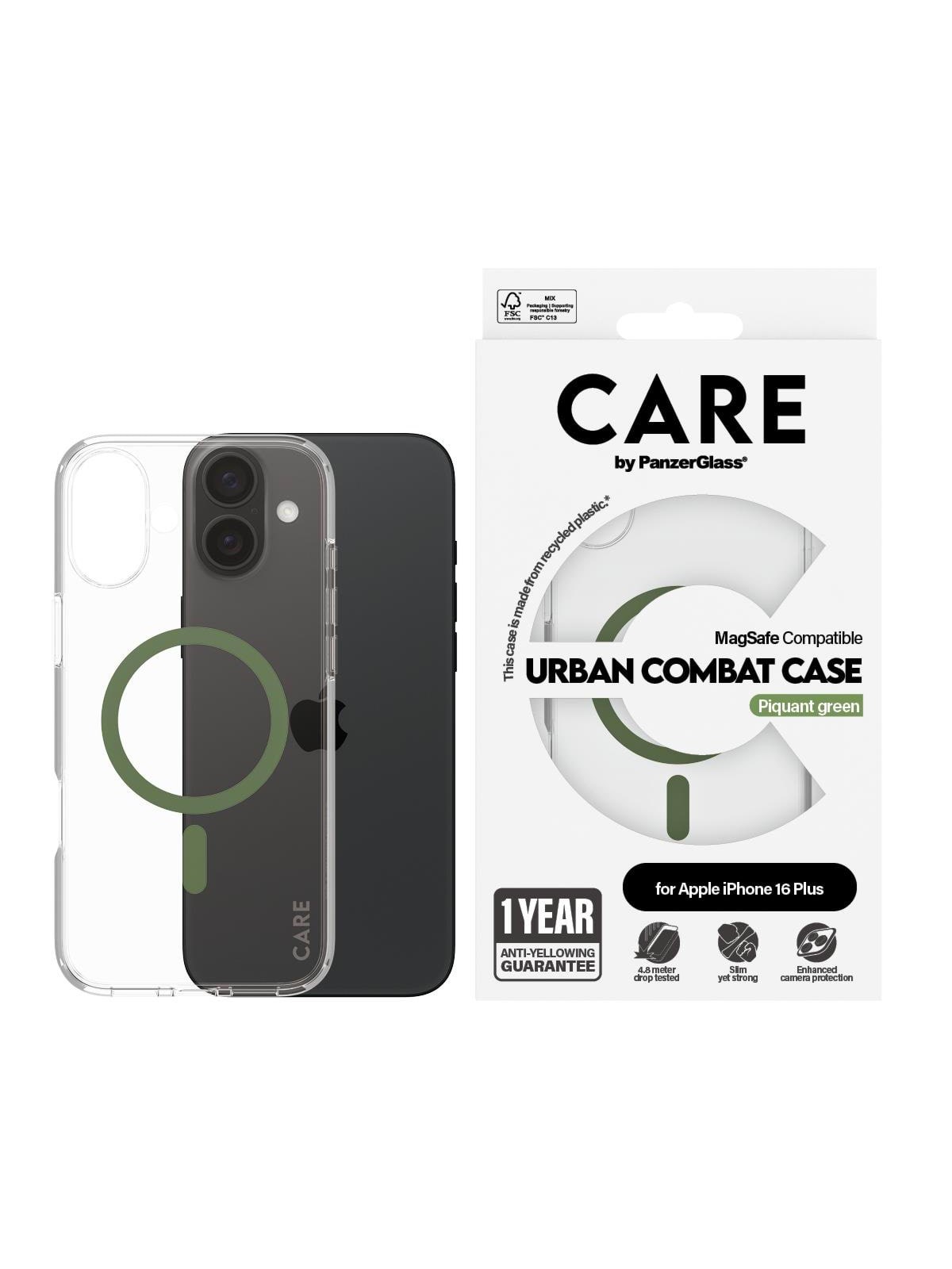 Care by Panzerglass Case Flagship Green Magsafe Iphone 16 Plus - Handys Cover Cases - Panzer1371