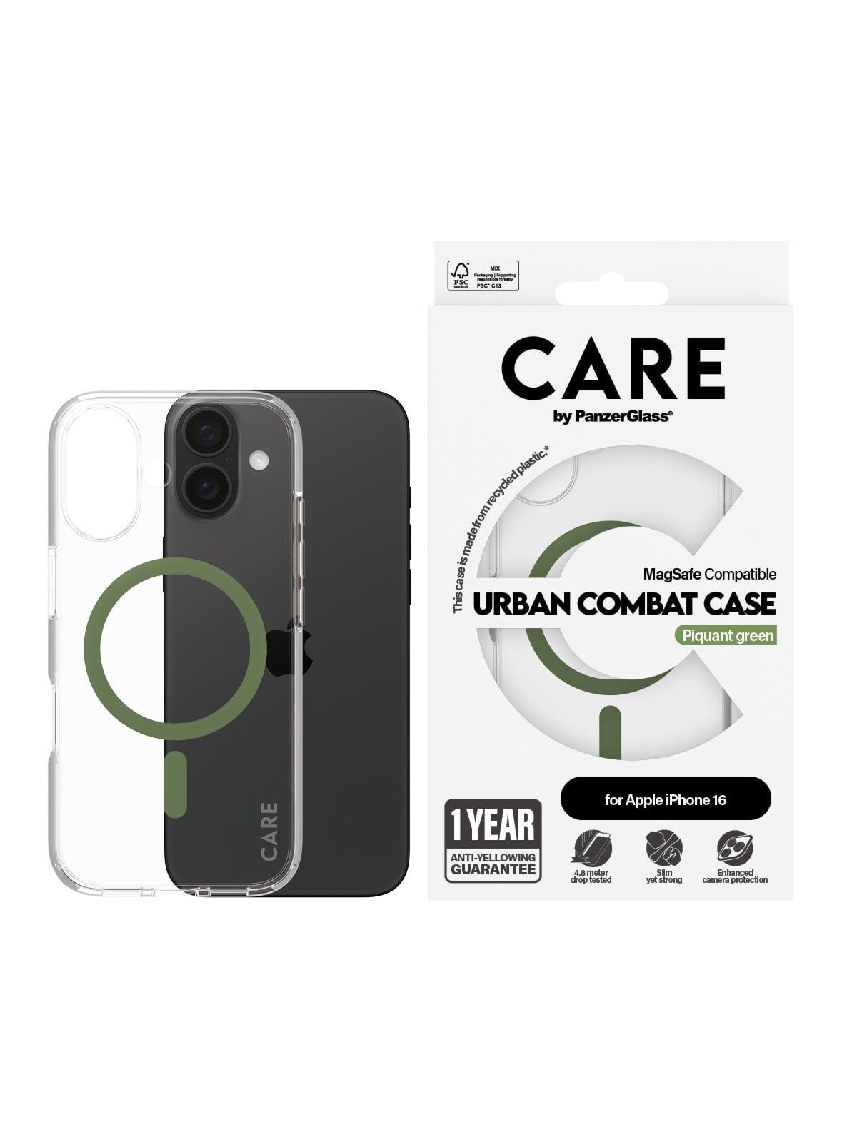 Care by Panzerglass Case Flagship Green Magsafe Iphone 16 - Handys Cover Cases - Panzer1369