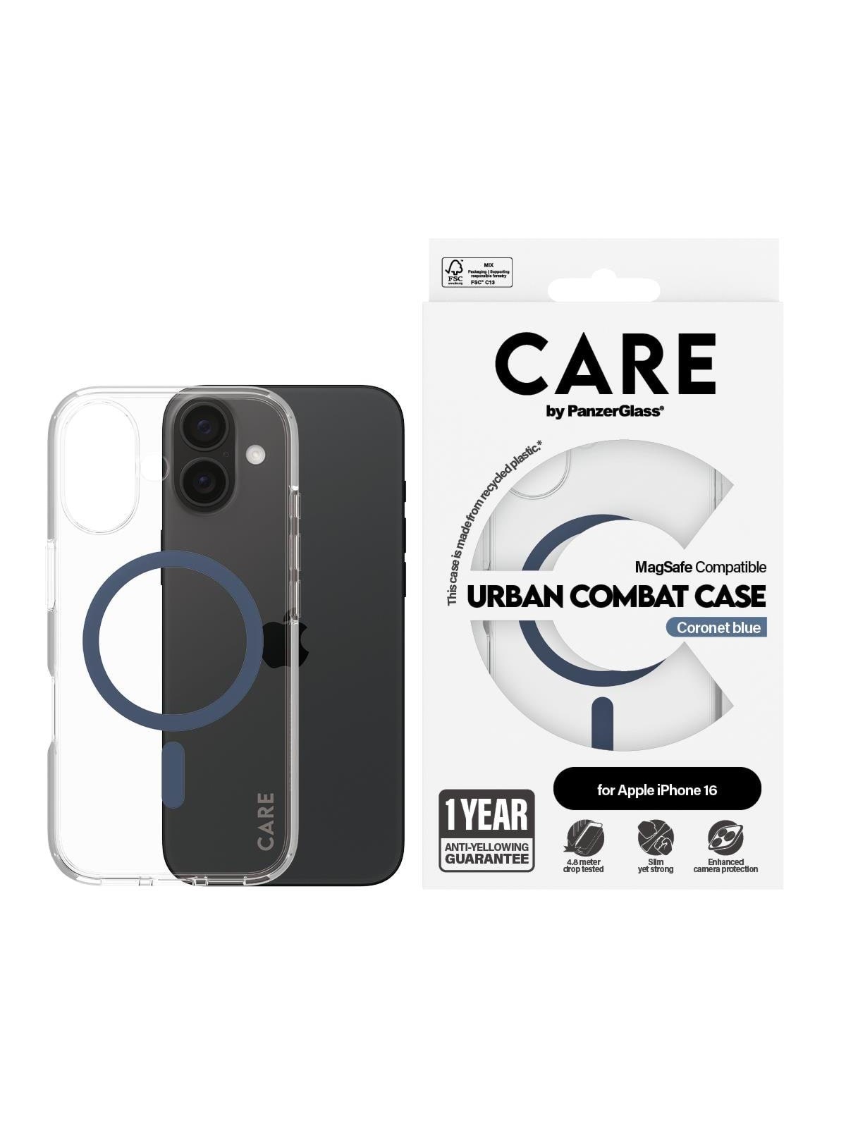 Care by Panzerglass Case Flagship Blue Magsafe Iphone 16 - Handys Cover Cases - Panzer1365