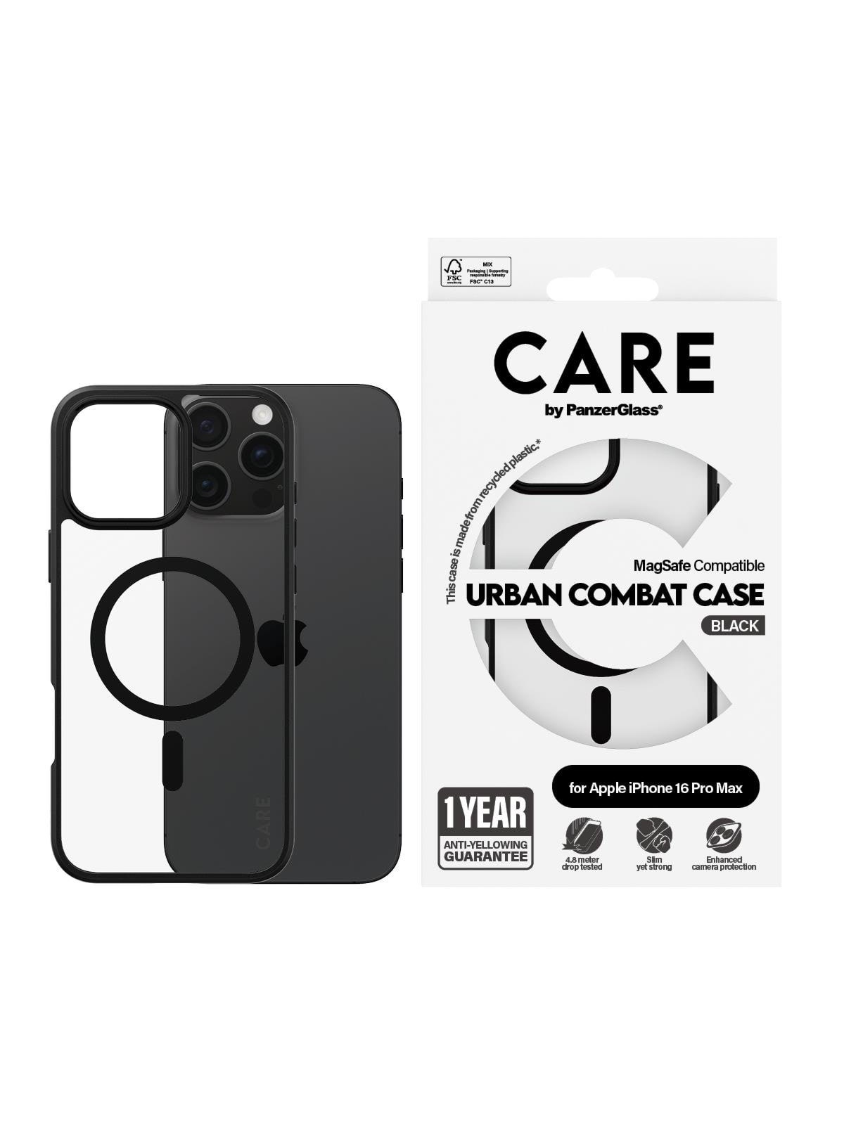Care by Panzerglass Case Flagship Urban Combat Black Magsafe Iphone 16 Pro Max - Handys Cover Cases - Panzer1360