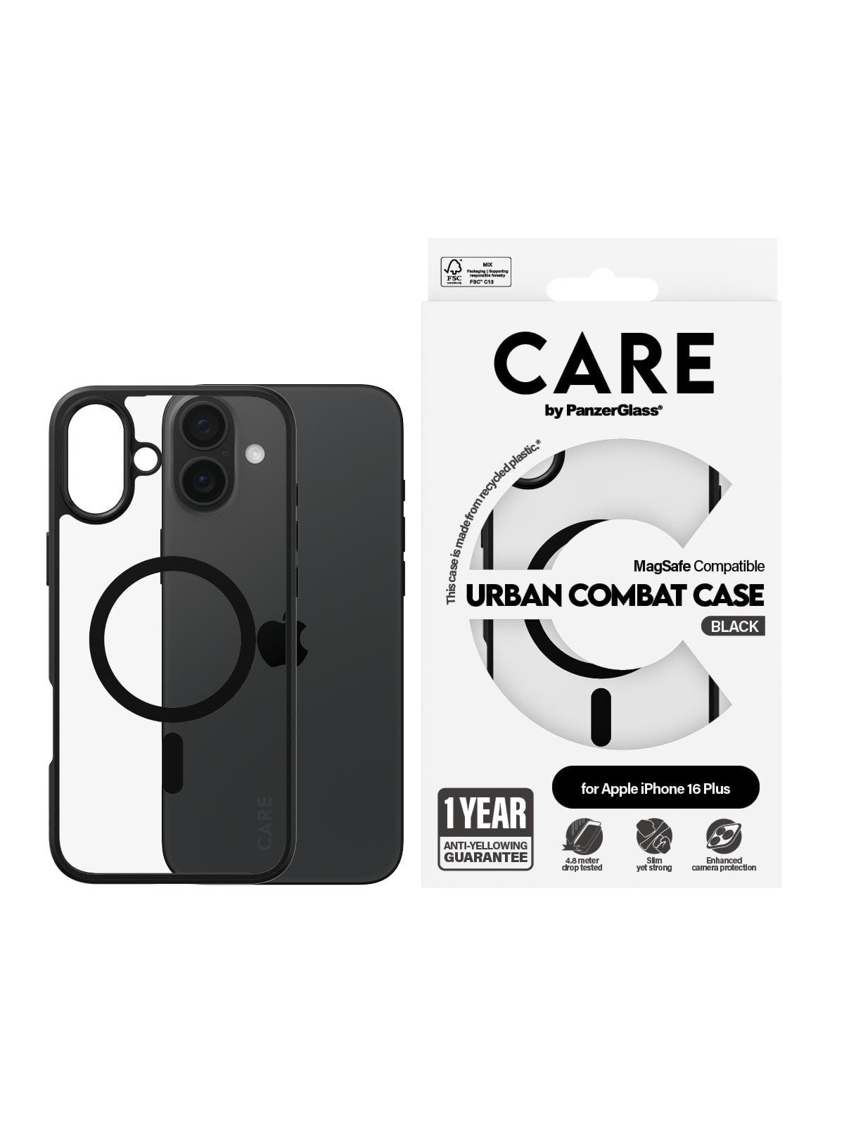 Care by Panzerglass Case Flagship Urban Combat Black Magsafe Iphone 16 Plus - Handys Cover Cases - Panzer1359