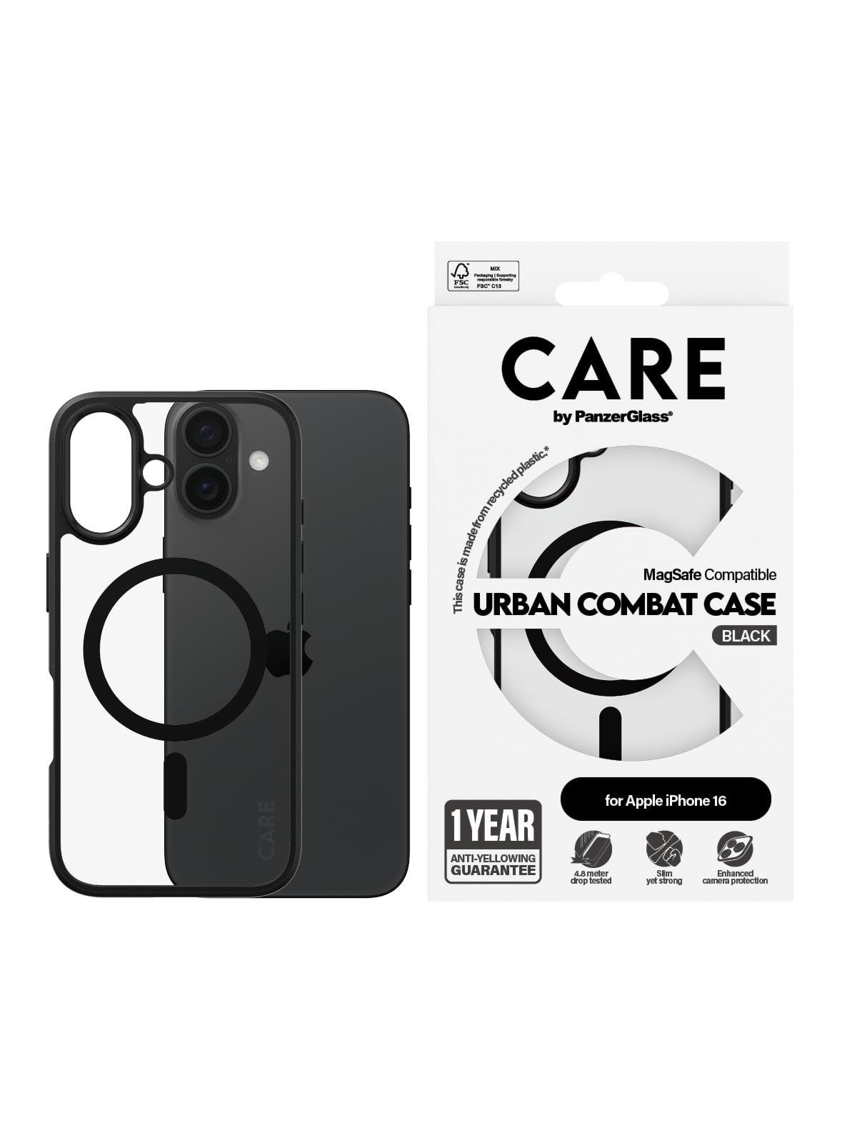 Care by Panzerglass Case Flagship Urban Combat Black Magsafe Iphone 16 - Handys Cover Cases - Panzer1357