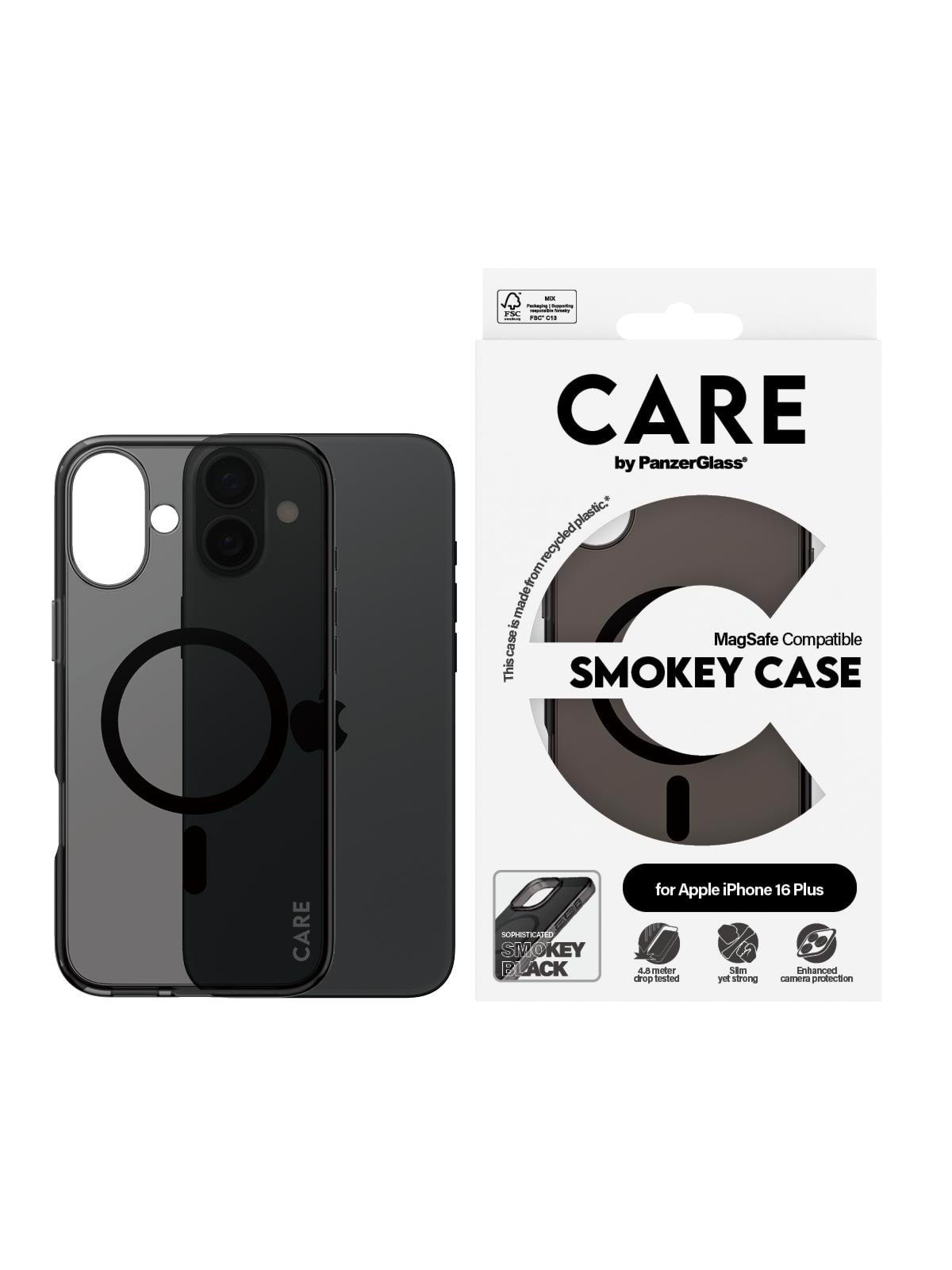 Care by Panzerglass Case Flagship Smokey With Magsafe Iphone 16 Plus - Handys Cover Cases - Panzer1351