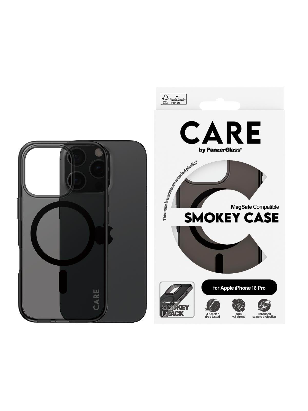 Care by Panzerglass Case Flagship Smokey With Magsafe Iphone 16 Pro - Handys Cover Cases - Panzer1350