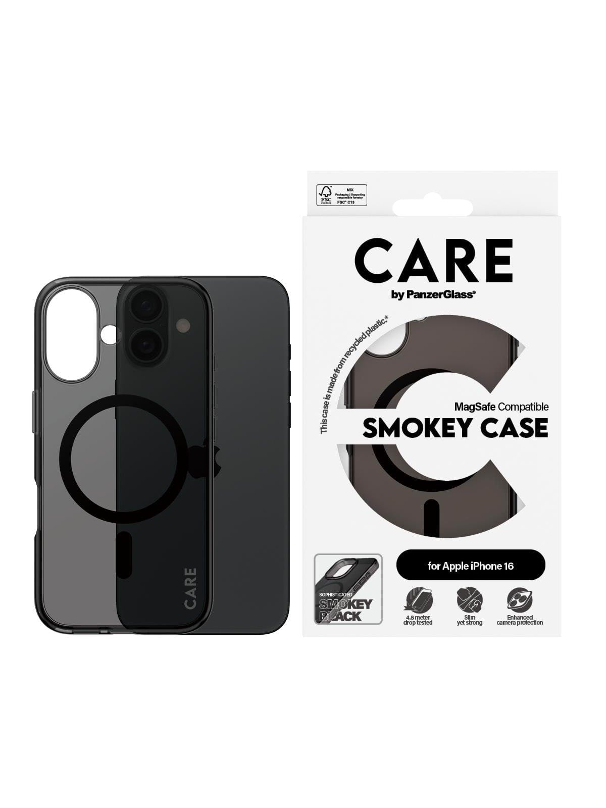 Care by Panzerglass Case Flagship Smokey With Magsafe Iphone 16 - Handys Cover Cases - Panzer1349