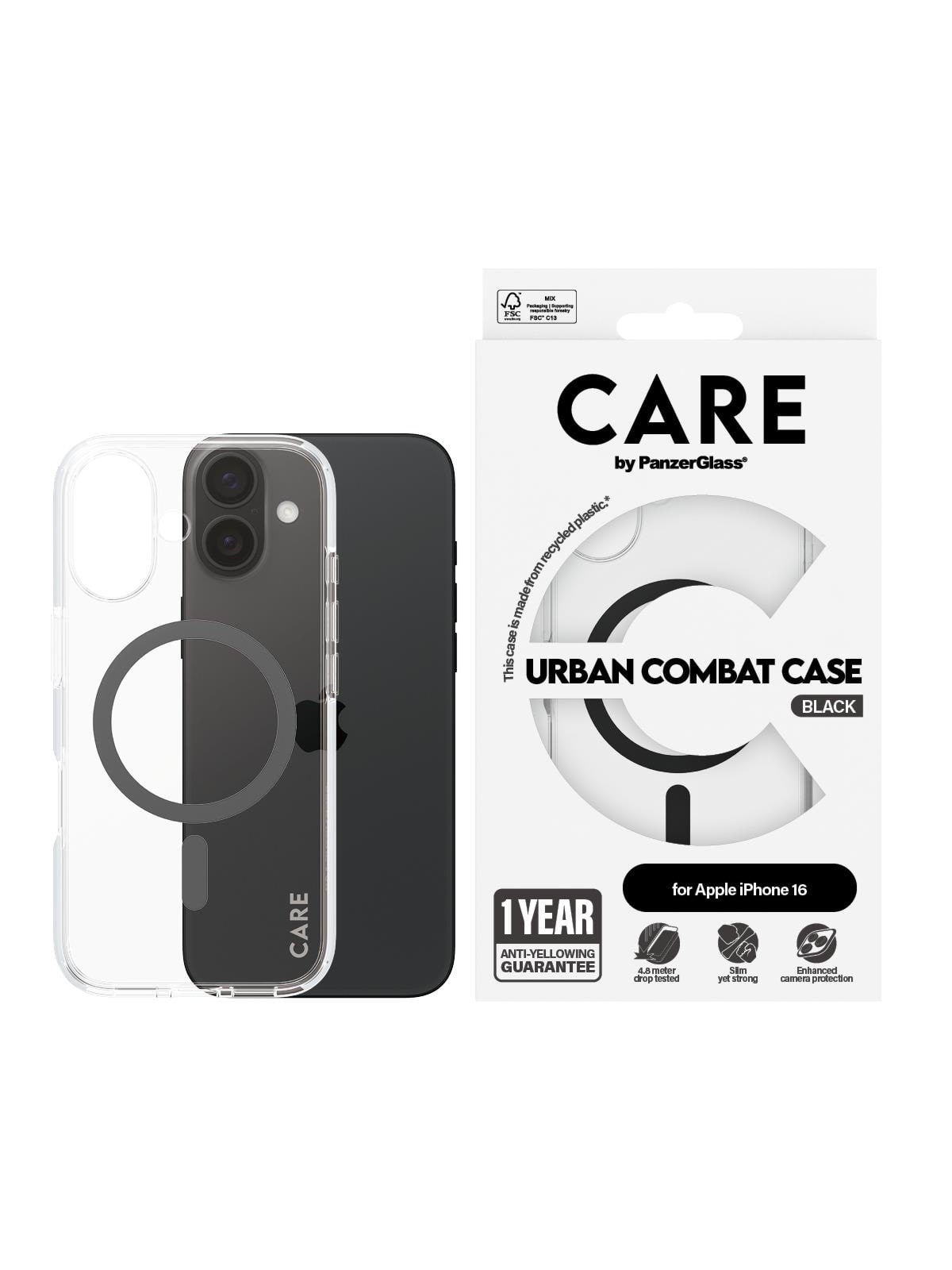 Care by Panzerglass Case Flagship Black Magsafe Iphone 16 - Handys Cover Cases - Panzer1345