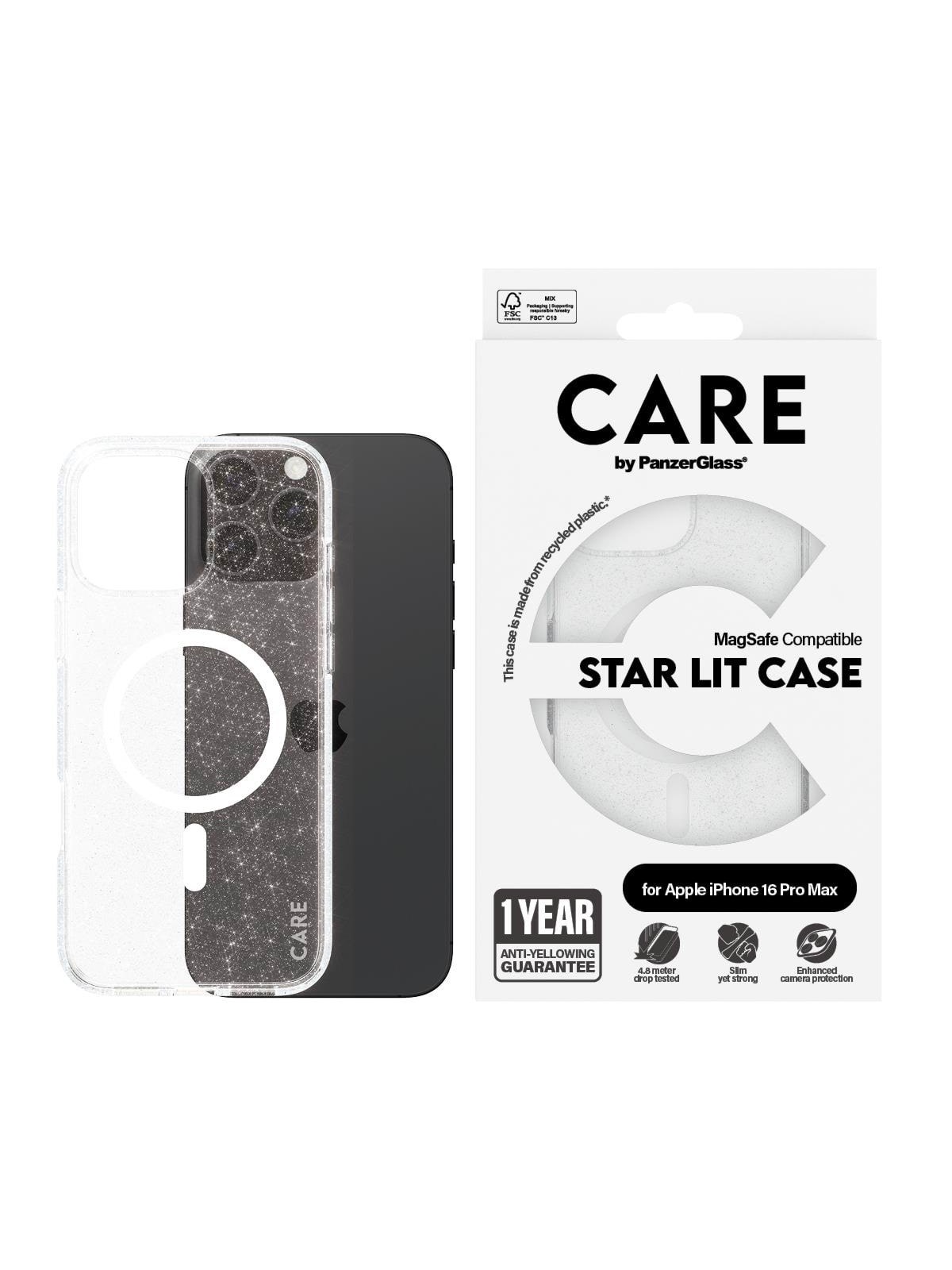 Care by Panzerglass Case Flagship Star Lit With White Magsafe Iphone 16 Pro Max - Handys Cover Cases - Panzer1344