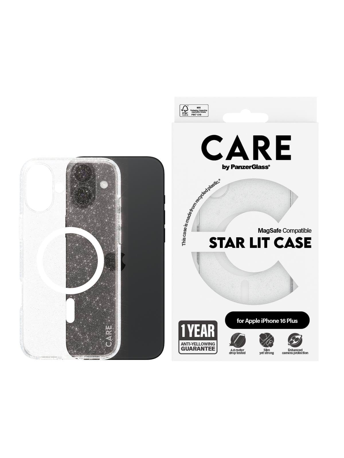 Care by Panzerglass Case Flagship Star Lit With White Magsafe Iphone 16 Plus - Handys Cover Cases - Panzer1343