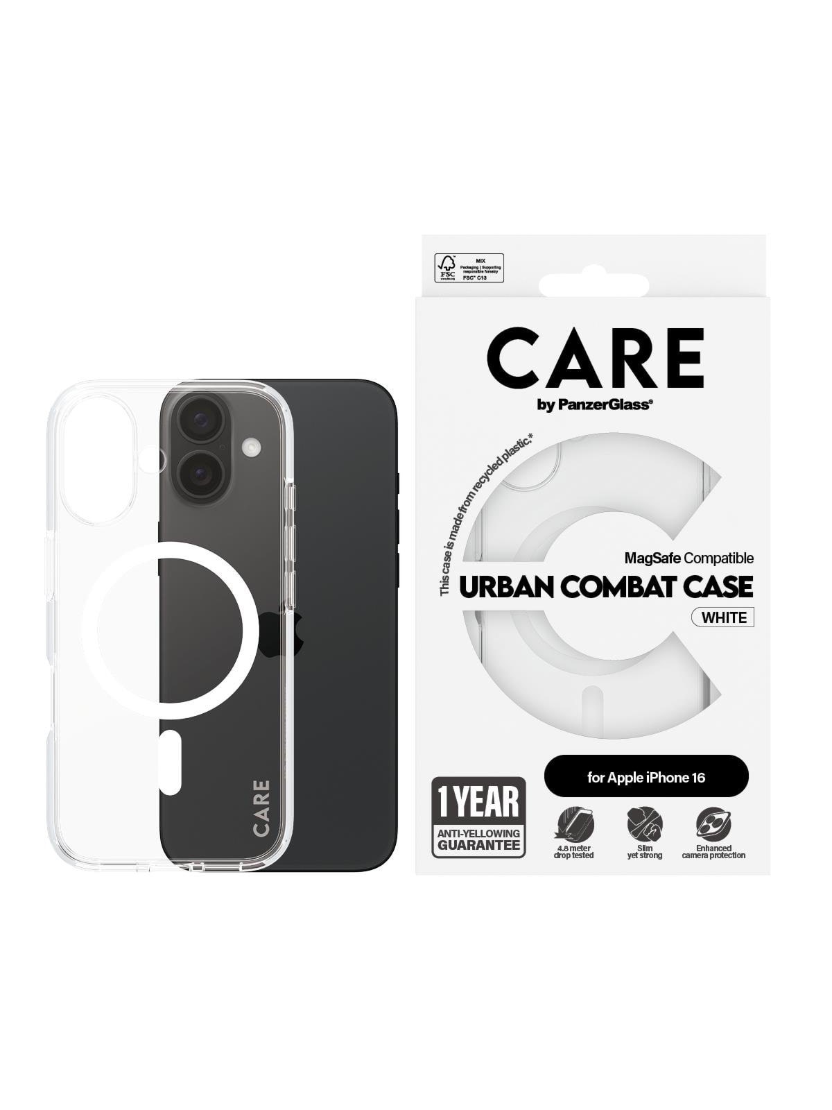 Care by Panzerglass Case Flagship White Magsafe Iphone 16 - Handys Cover Cases - Panzer1337