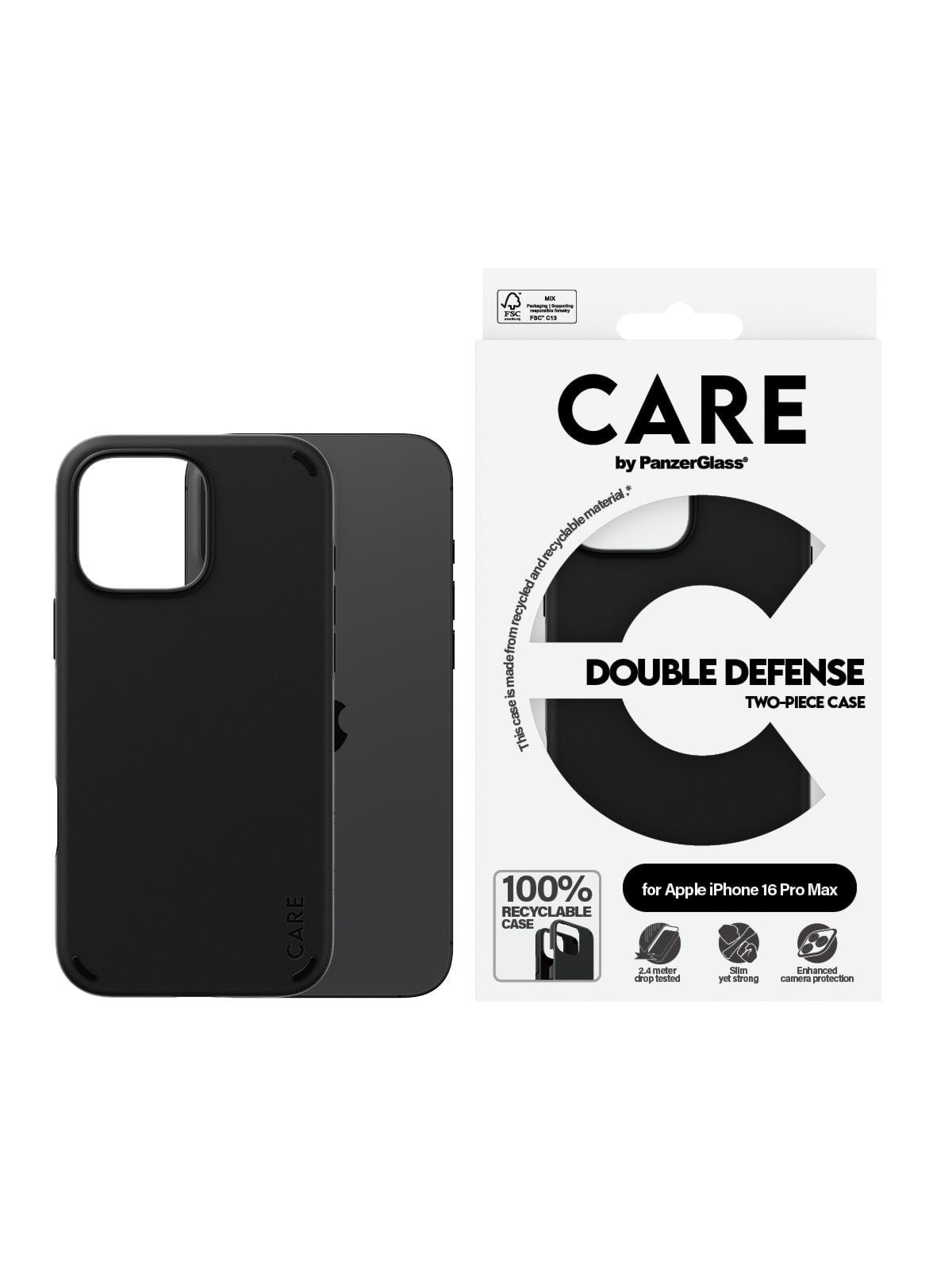 Care by Panzerglass Case Feature Double Defence Black Iphone 16 Pro Max - Handys Cover Cases - Panzer1336