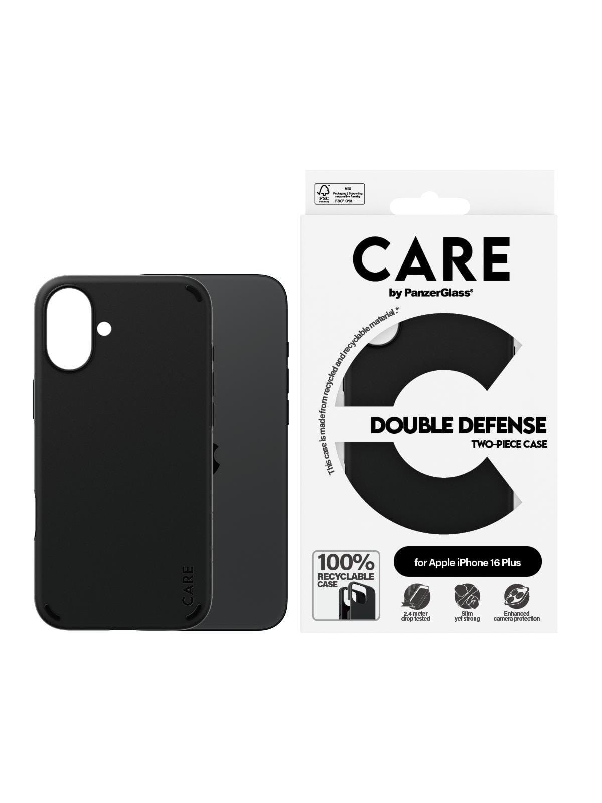 Care by Panzerglass Case Feature Double Defence Black Iphone 16 Plus - Handys Cover Cases - Panzer1335