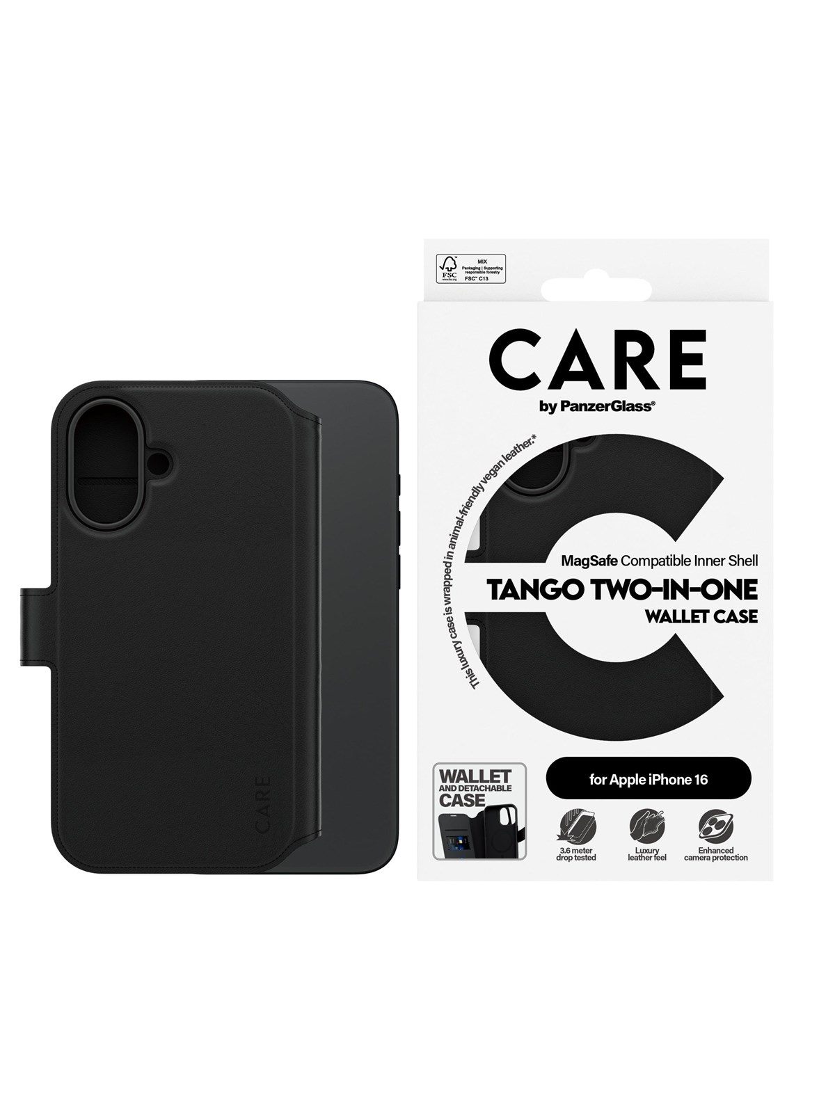 Care by Panzerglass Case Feature Tango Two-in-one Wallet Case Iphone 16 - Handys Cover Cases - Panzer1329