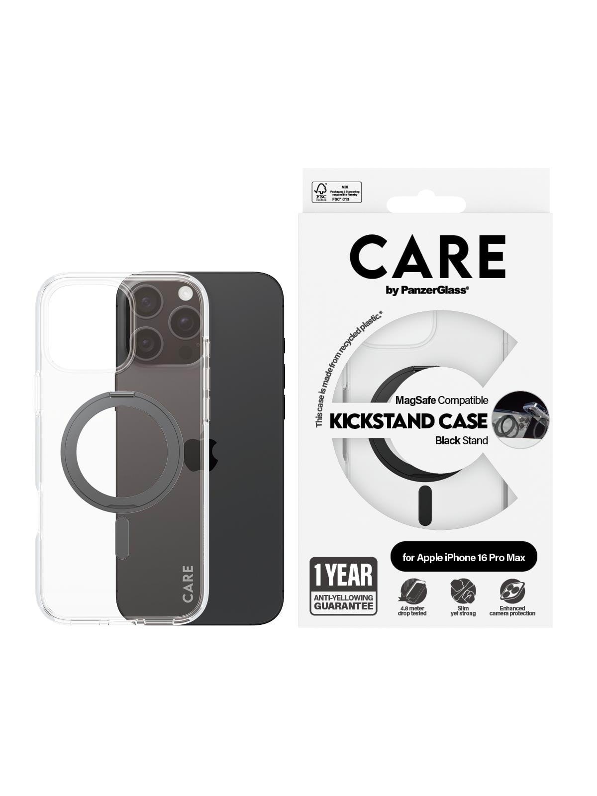 Care by Panzerglass Case Feature Black Kickstand & Magsafe Iphone 16 Pro Max - Handys Cover Cases - Panzer1324
