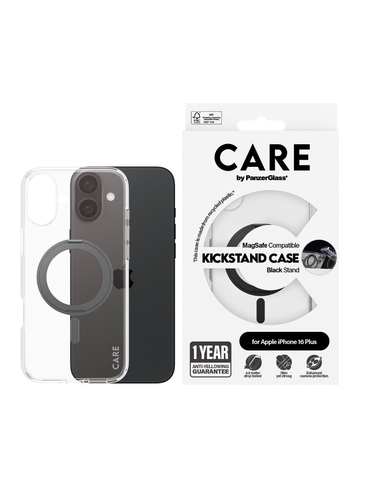 Care by Panzerglass Case Feature Black Kickstand & Magsafe Iphone 16 Plus - Handys Cover Cases - Panzer1323