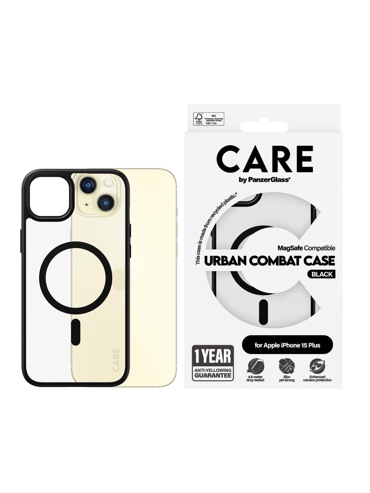 Care by Panzerglass Flagship Case Transparent Urban Combat w. Black Magsafe Iphone 15 Plus - Handys Cover Cases - Panzer1427