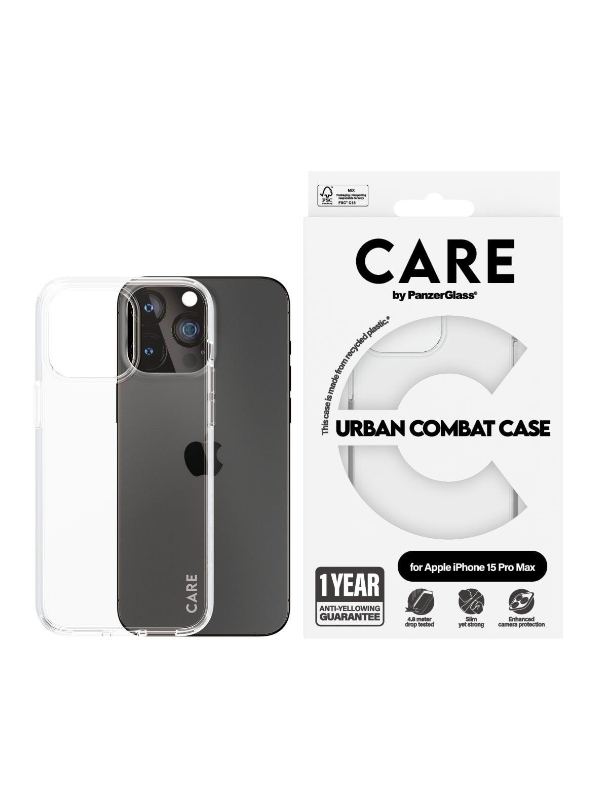 Care by Panzerglass Flagship Case Transparent Urban Combat w. Clear Frame Iphone 15 Pro Max - Handys Cover Cases - Panzer1424