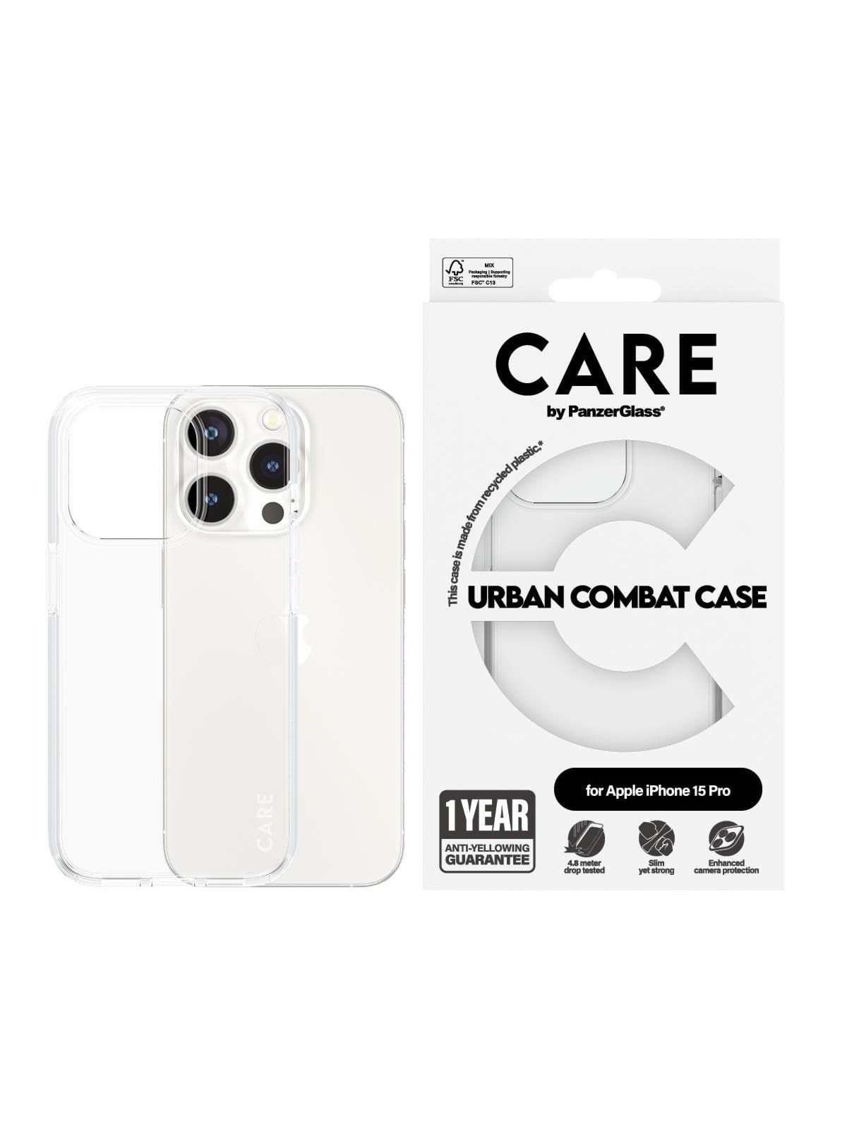 Care by Panzerglass Flagship Case Transparent Urban Combat w. Clear Frame Iphone 15 Pro - Handys Cover Cases - Panzer1422