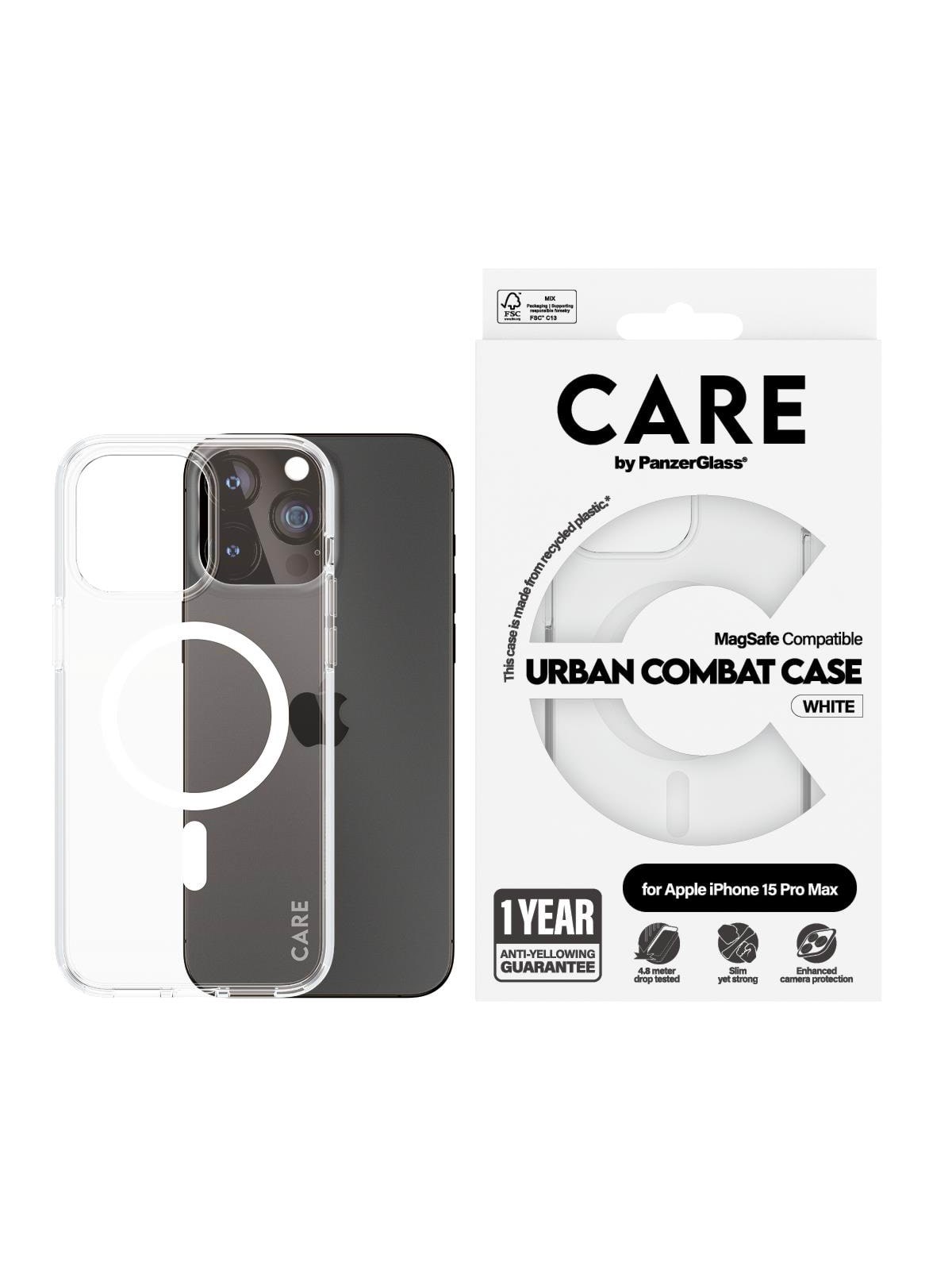 Care by Panzerglass Flagship Case Transparent Urban Combat w. White Magsafe Iphone 15 Pro Max - Handys Cover Cases - Panzer1420
