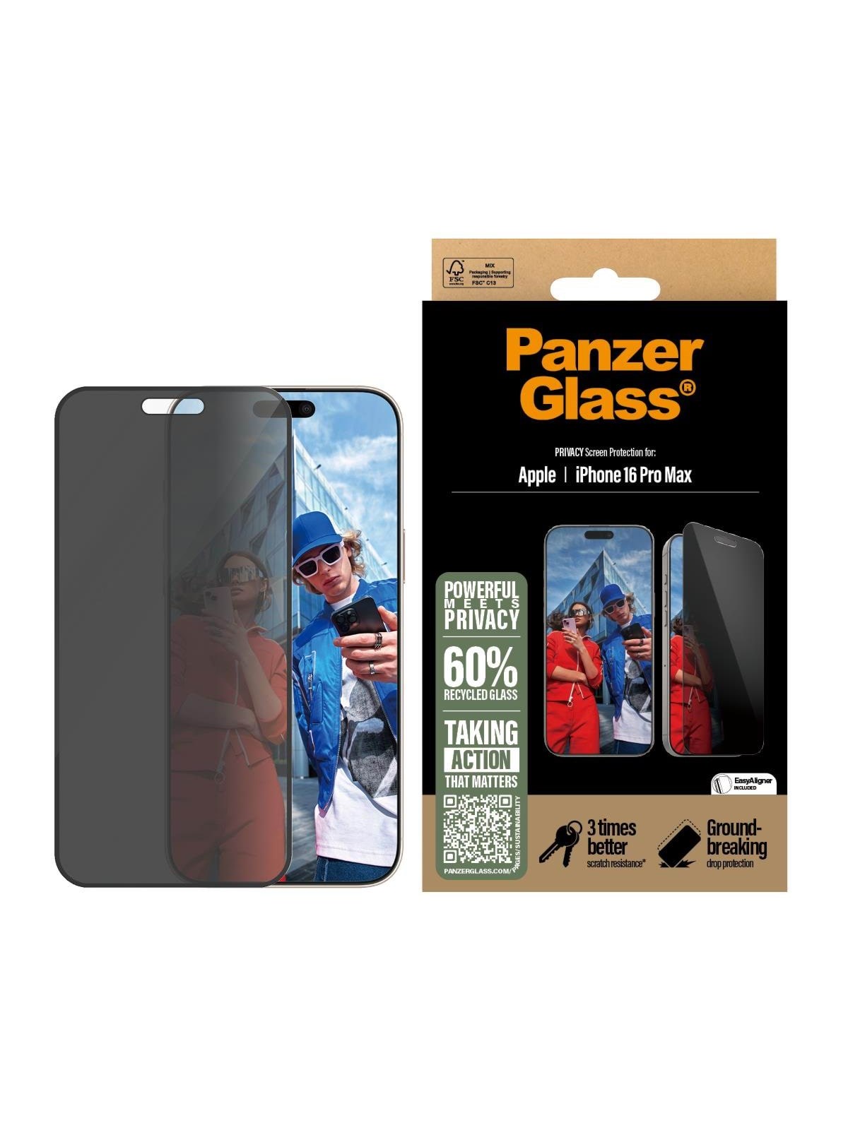 Panzerglass Privacy Screen Protector Iphone 16 Pro Max | Ultra-wide Fit - Handys Schutzfolie - Panzerp2864