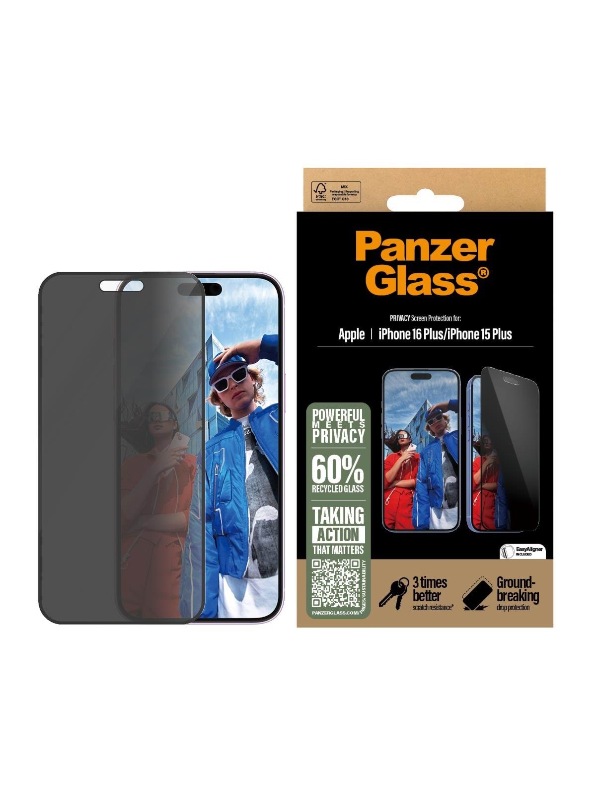 Panzerglass Privacy Screen Protector Iphone 16 Plus | Ultra-wide Fit - Handys Schutzfolie - Panzerp2863