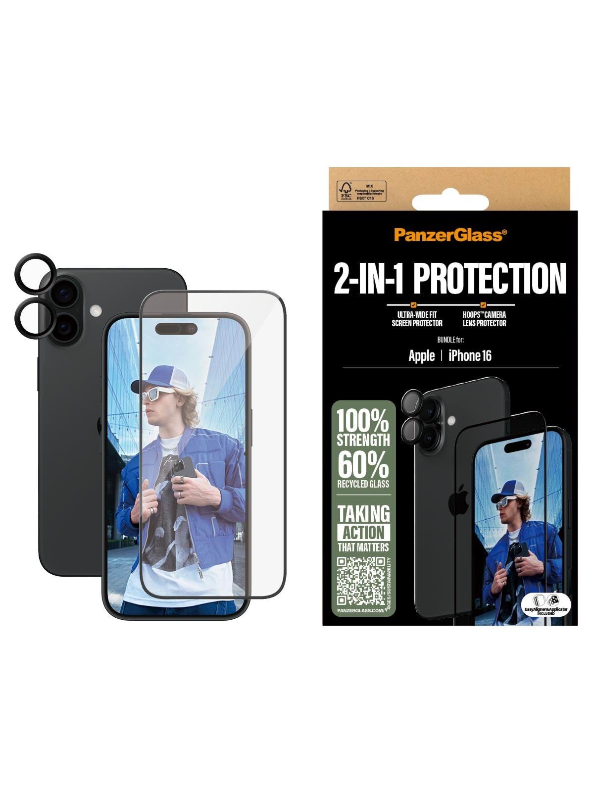Panzerglass 2-in-1 Bundle Iphone 16 - Handys Anderes Zubehoer - Panzerb2861+1283