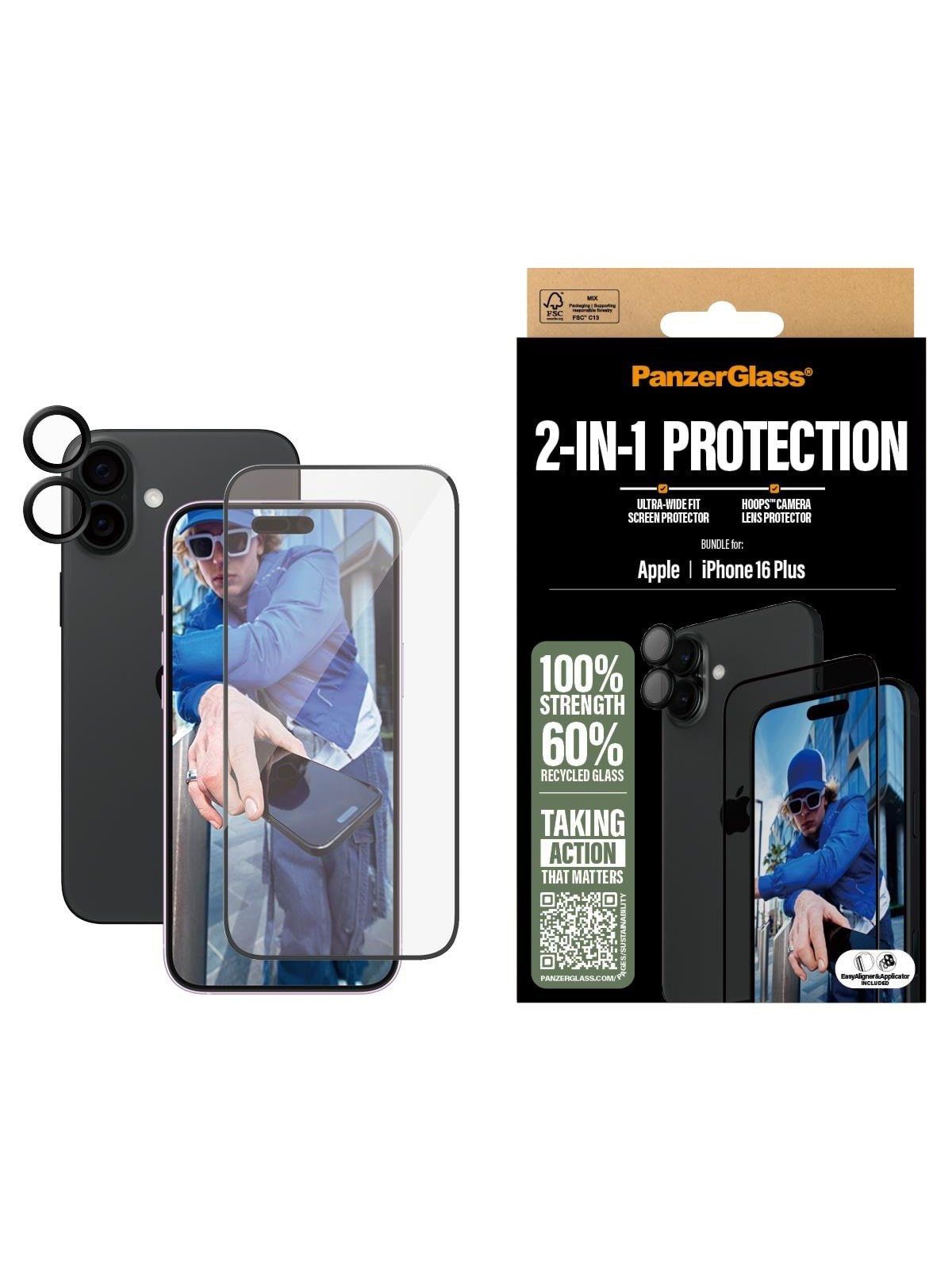Panzerglass 2-in-1 Bundle Iphone 16 Plus - Handys Schutzfolie - Panzerb2863+1283