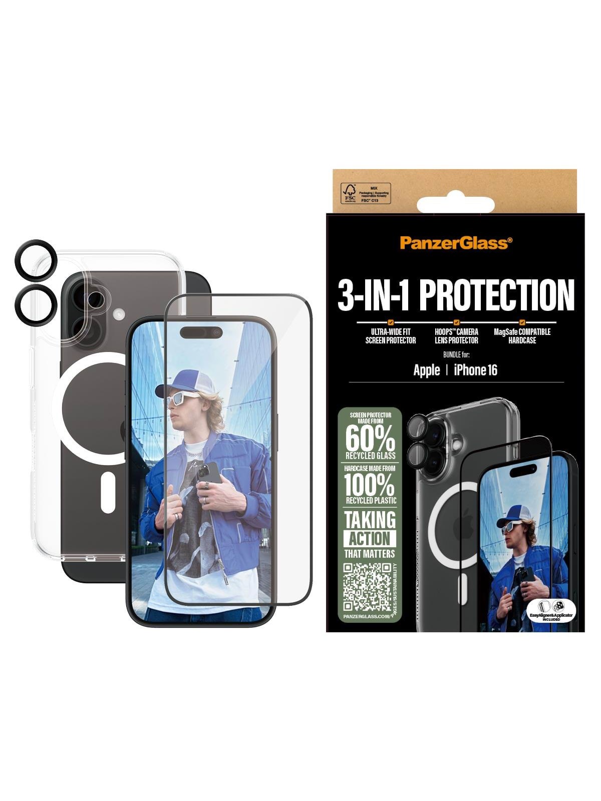 Panzerglass 3-in-1 Protection Bundle Iphone 16 - Handys Cover Cases - Panzerb1291+2861+1283