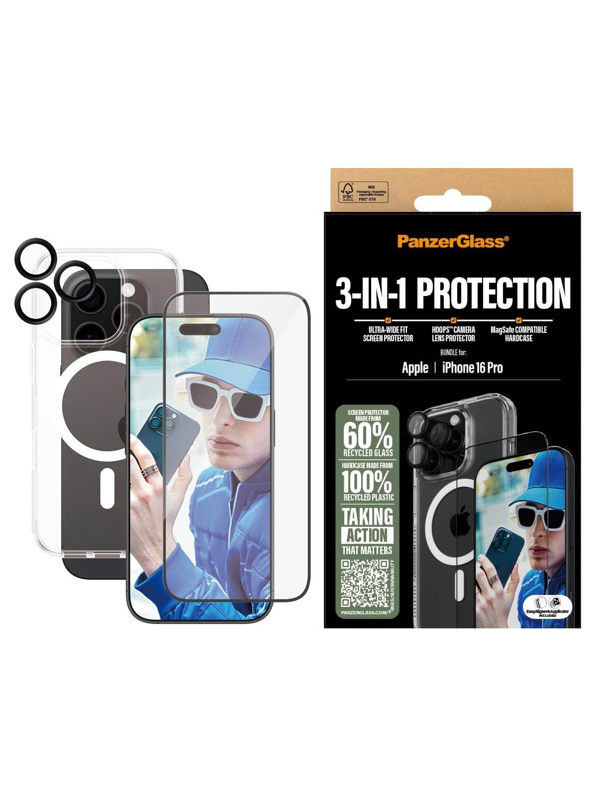 Panzerglass 3-in-1 Protection Bundle Iphone 16 Pro - Handys Cover Cases - Panzerb1292+2862+1284