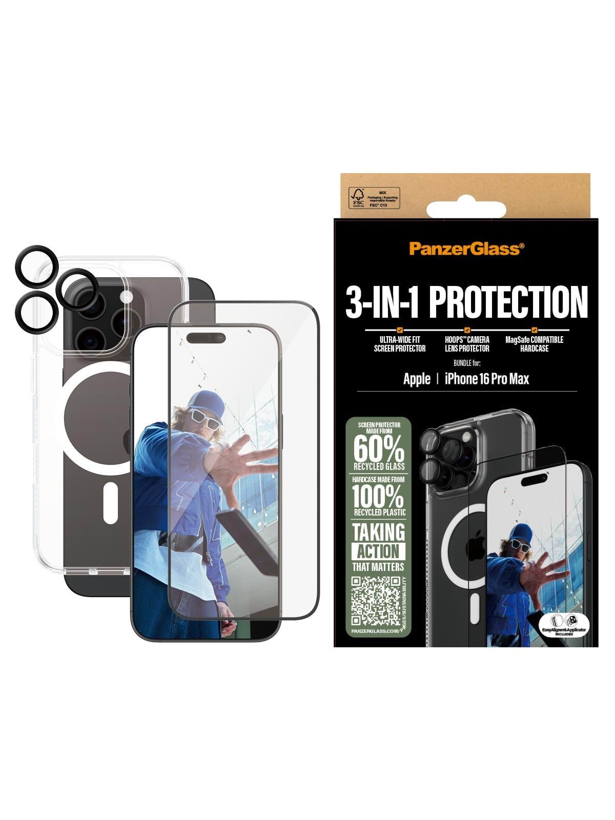 Panzerglass 3-in-1 Protection Bundle Iphone 16 Pro Max - Handys Schutzfolie - Panzerb1294+2864+1284