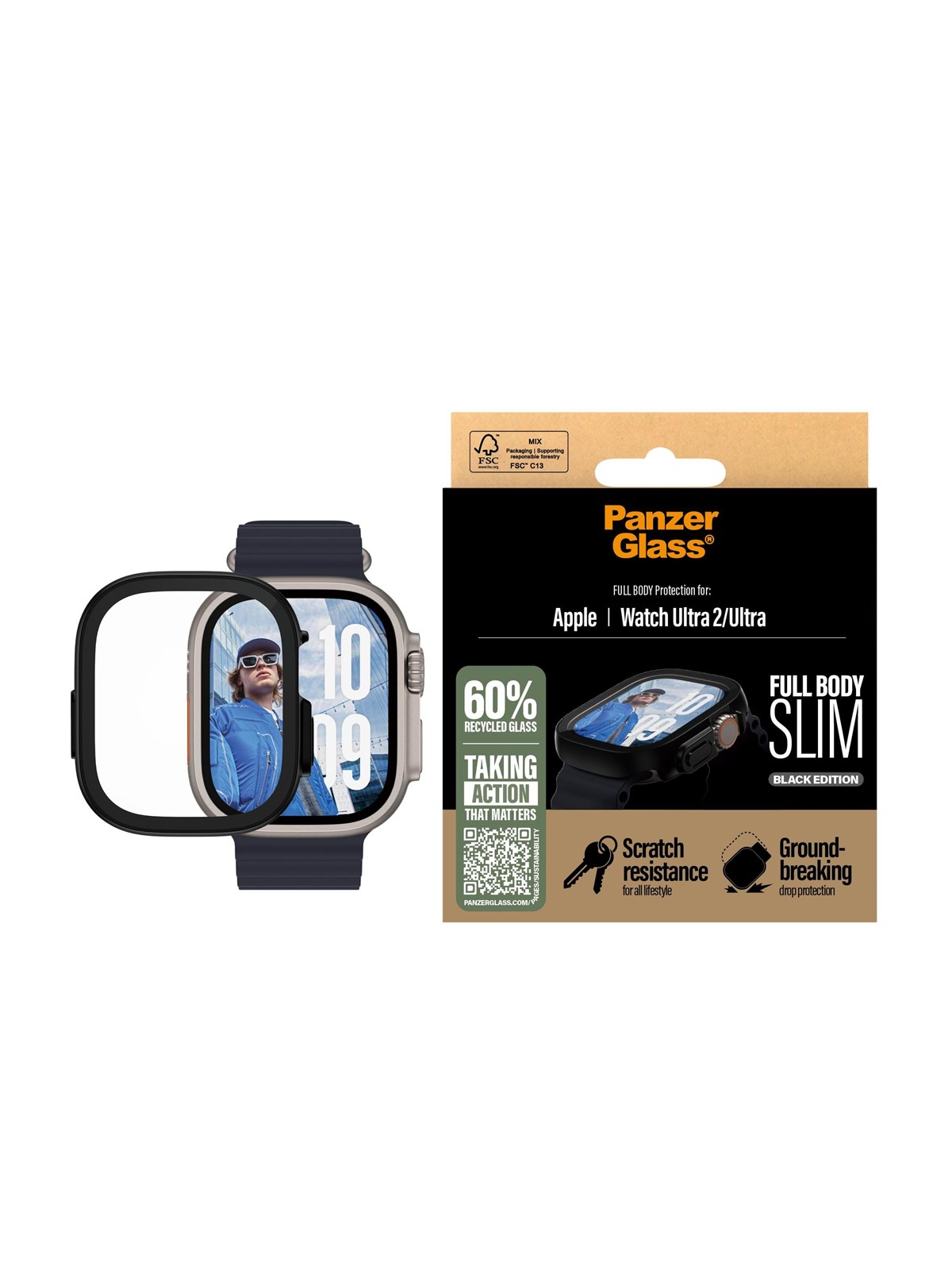 Panzerglass Screen Protector Snappie Full Body Slim Black Apple Watch Ultra 2 - Smartwatch Accessories - Panzer3718