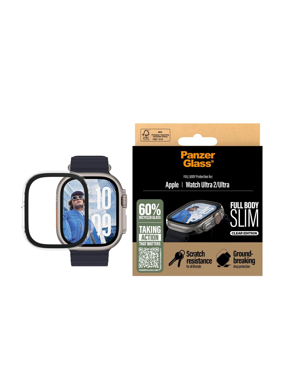 Panzerglass Screen Protector Snappie Full Body Slim Transparent Apple Watch Ultra 2 - Smartwatch Accessories - Panzer3715