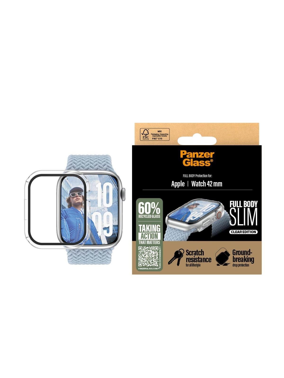 Panzerglass Screen Protector Snappie Full Body Slim Transparent Apple Watch Series 10 | 42mm - Smartwatch Accessories - Panzer3713