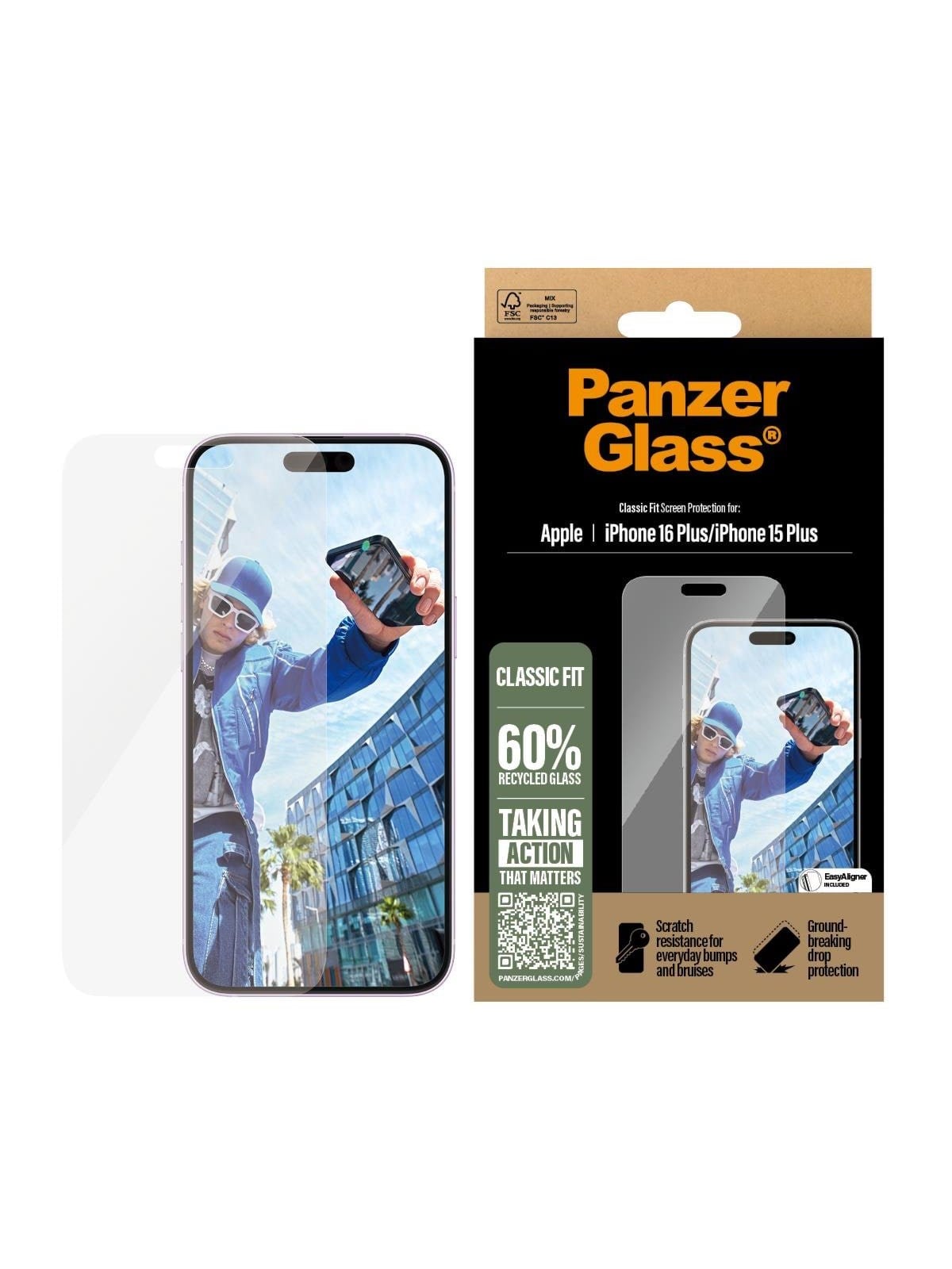 Panzerglass Screen Protector Iphone 16 Plus | Classic Fit - Handys Schutzfolie - Panzer2875