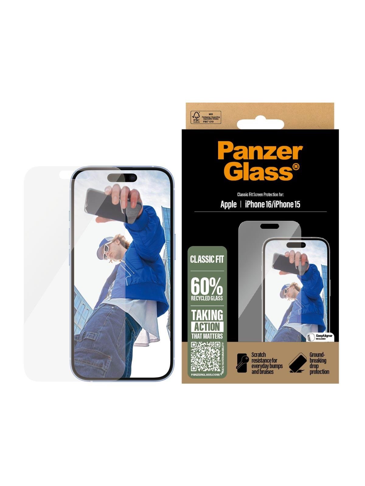 Panzerglass Screen Protector Iphone 16 | 15 | Classic Fit - Handys Schutzfolie - Panzer2873