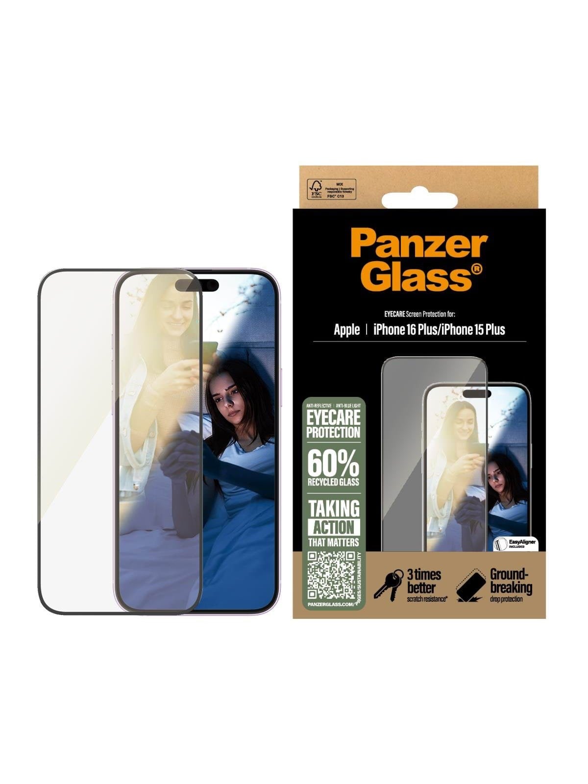 Panzerglass Eyecare Screen Protector Iphone 16 Plus | Ultra-wide Fit - Handys Schutzfolie - Panzer2867