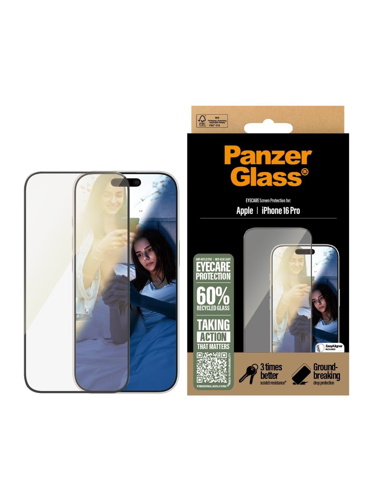 Panzerglass Eyecare Screen Protector Iphone 16 Pro | Ultra-wide Fit - Handys Schutzfolie - Panzer2866