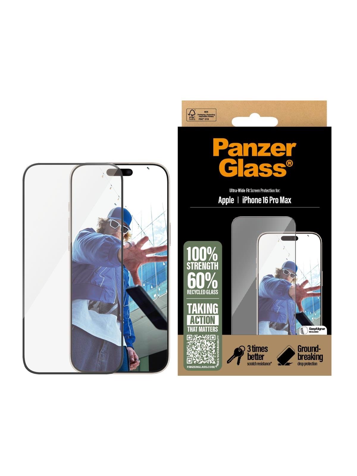 Panzerglass Screen Protector Iphone 16 Pro Max | Ultra-wide Fit - Handys Schutzfolie - Panzer2864