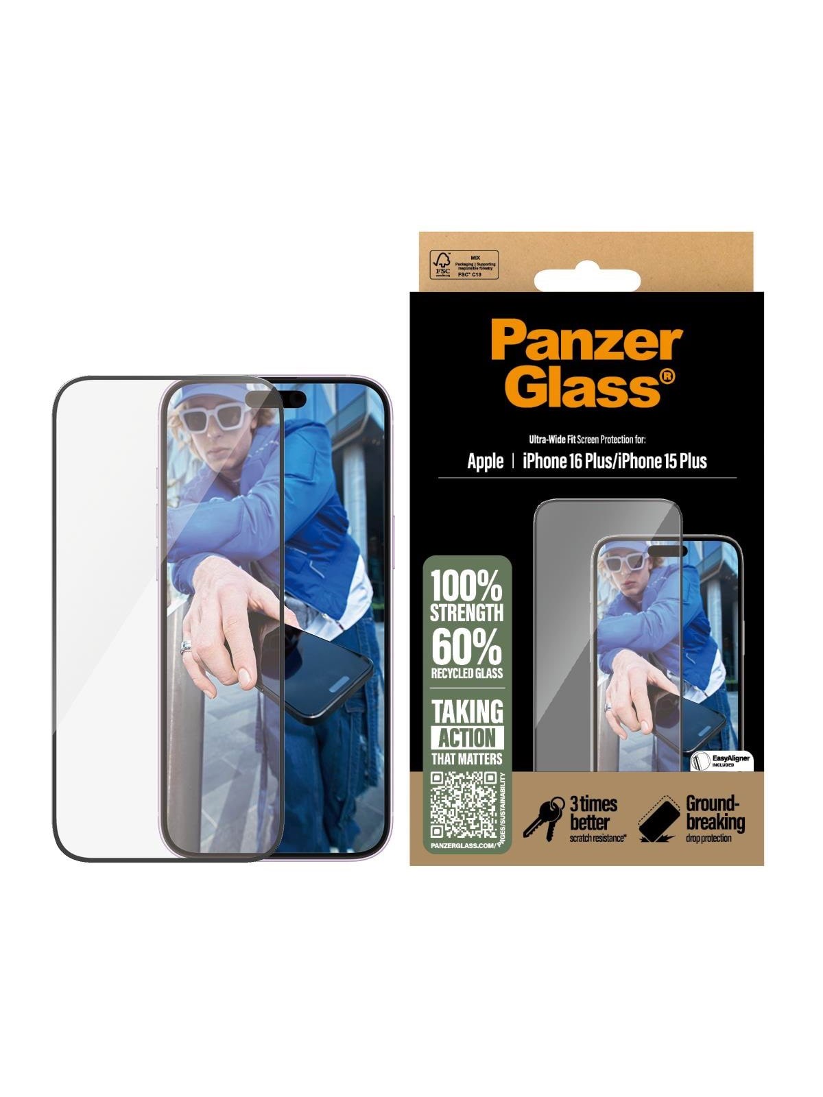 Panzerglass Screen Protector Iphone 16 Plus | Ultra-wide Fit - Handys Schutzfolie - Panzer2863