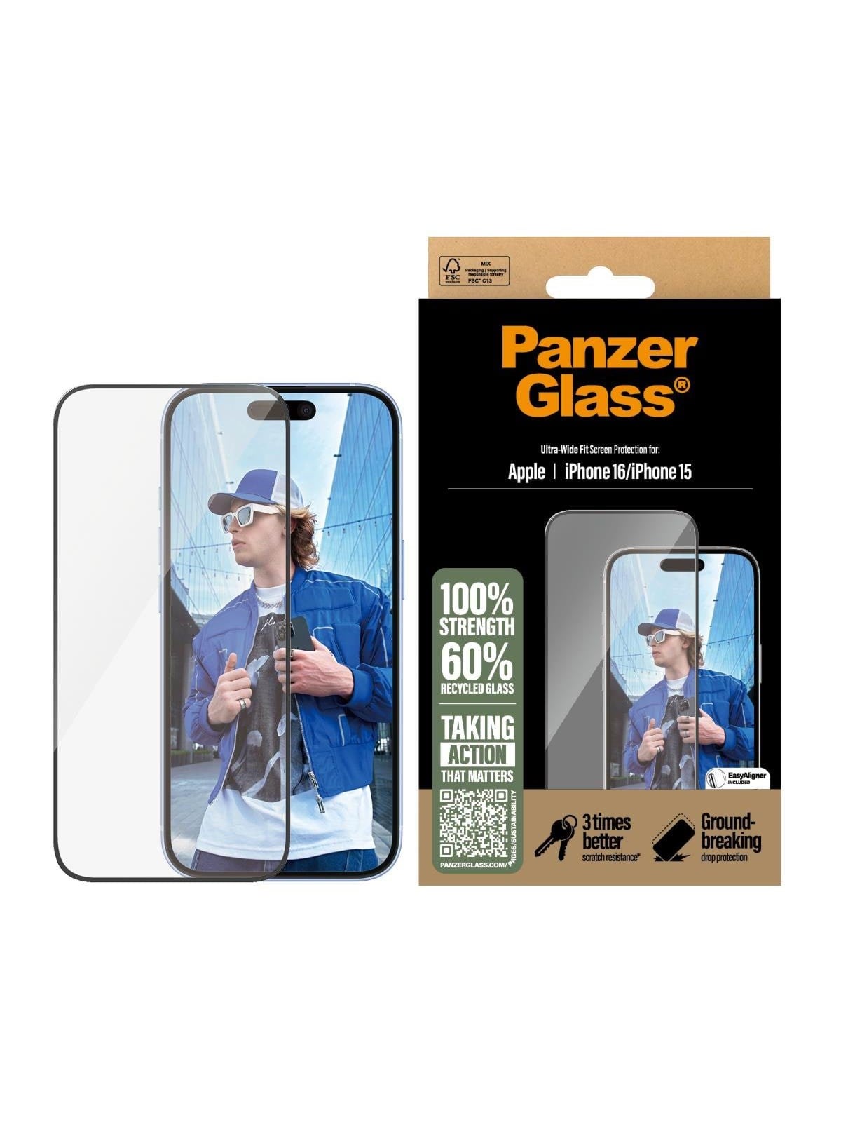 Panzerglass Screen Protector Iphone 16 | 15 | Ultra-wide Fit - Handys Schutzfolie - Panzer2861